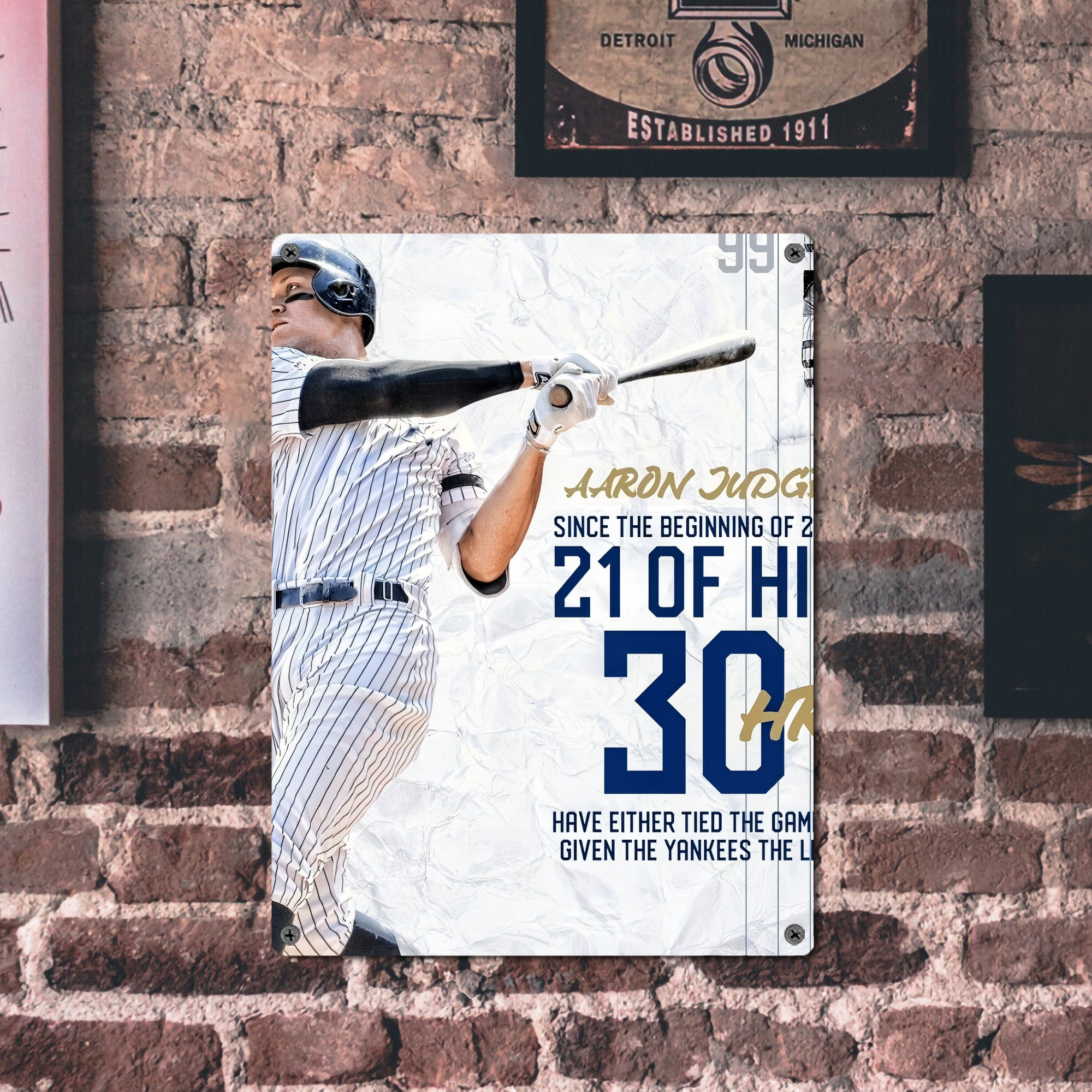 Aaron Judge 30 Home Runs Vintage Metal Tin Sign 12x16inch – Retro Wall Art Decor For Home, Bar, Kitchen, Bedroom, Office – Durable Iron Sheet Poster, Easy To Hang, Full-Color Printing