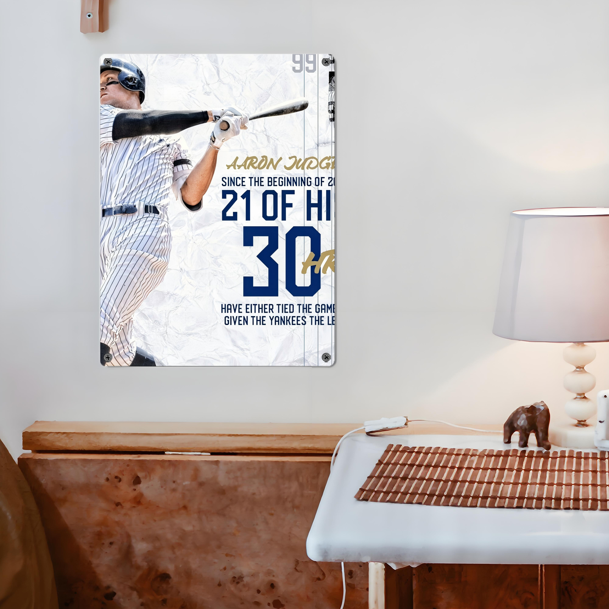 Aaron Judge 30 Home Runs Vintage Metal Tin Sign 12x16inch – Retro Wall Art Decor For Home, Bar, Kitchen, Bedroom, Office – Durable Iron Sheet Poster, Easy To Hang, Full-Color Printing