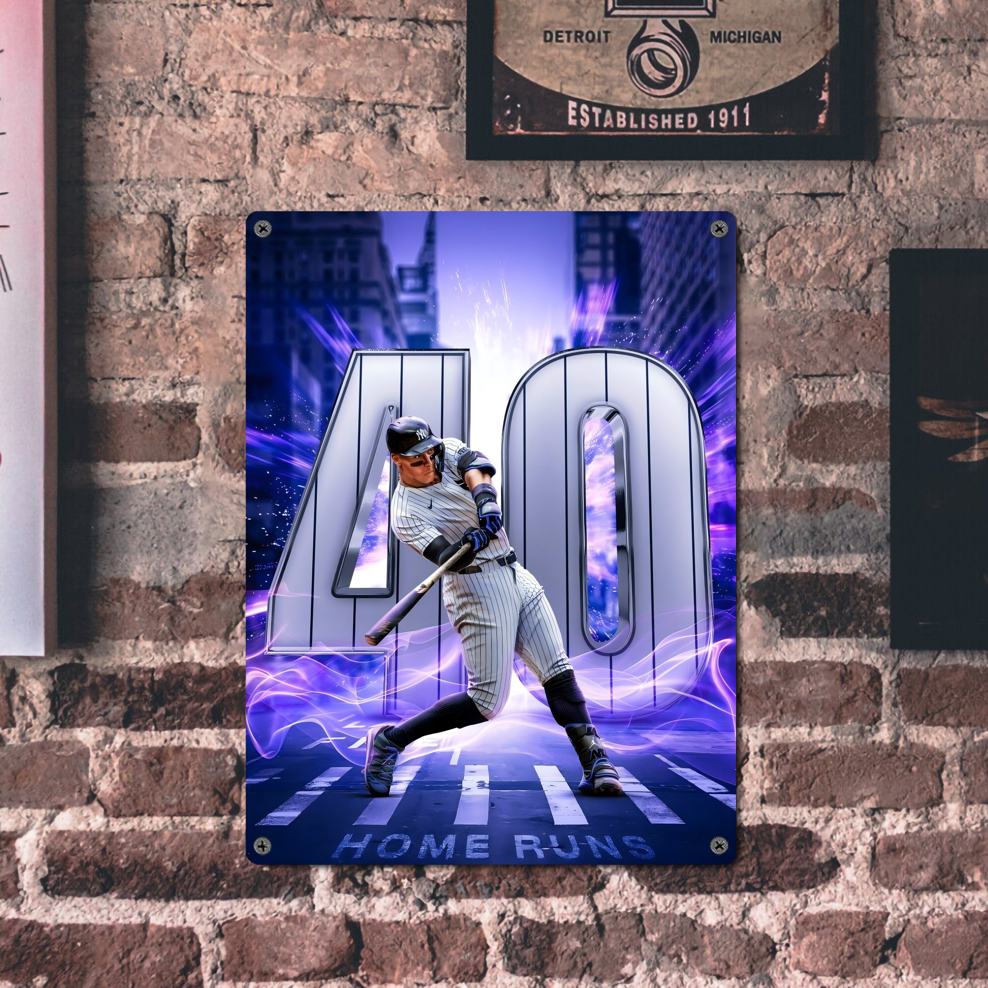 Aaron Judge 40 Home Runs Vintage Metal Tin Sign 12x16inch – Retro Wall Art Decor For Home, Bar, Kitchen, Bedroom, Office – Durable Iron Sheet Poster, Easy To Hang, Full-Color Printing