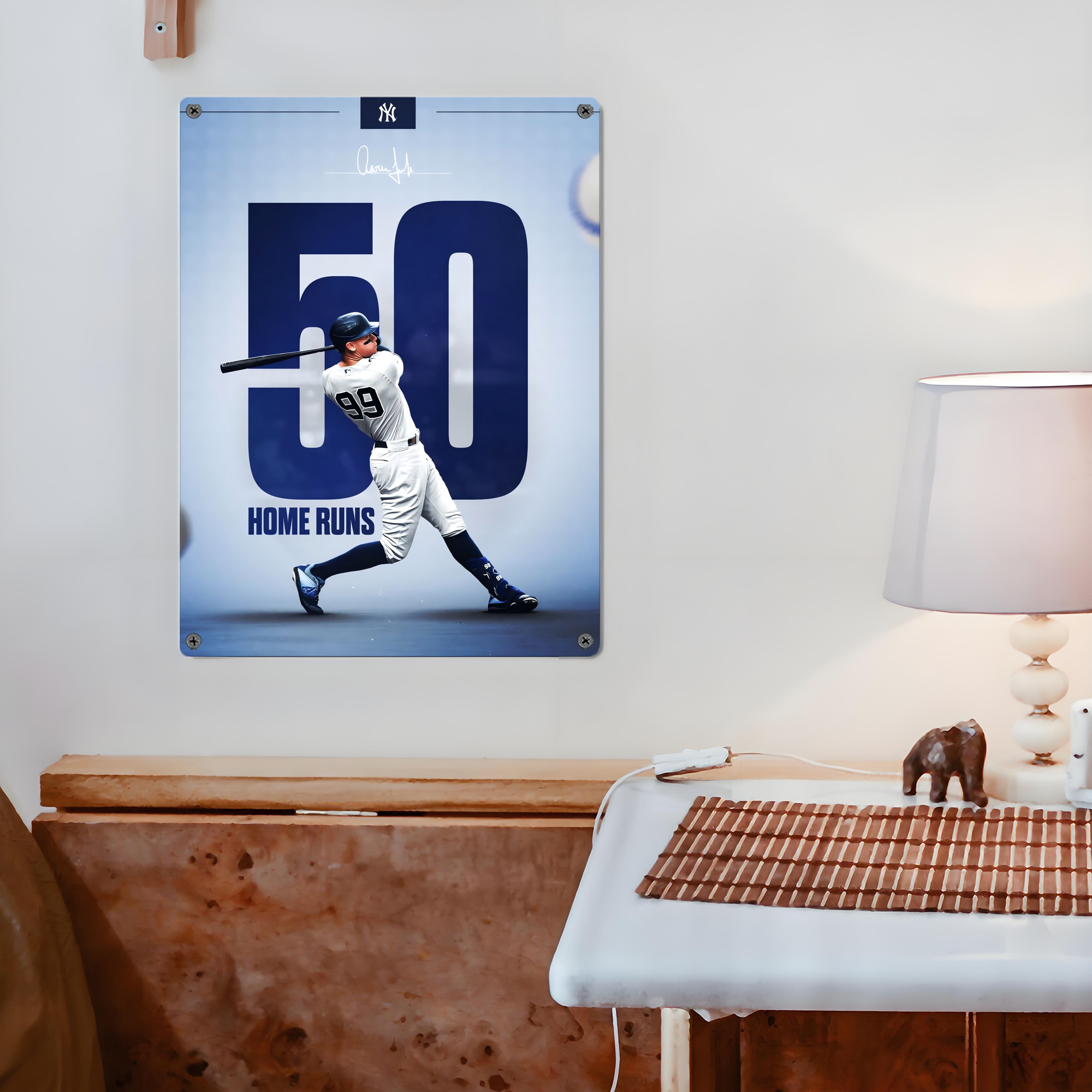 Aaron Judge 50 Home Runs 4 Vintage Metal Tin Sign 12x16inch – Retro Wall Art Decor For Home, Bar, Kitchen, Bedroom, Office – Durable Iron Sheet Poster, Easy To Hang, Full-Color Printing