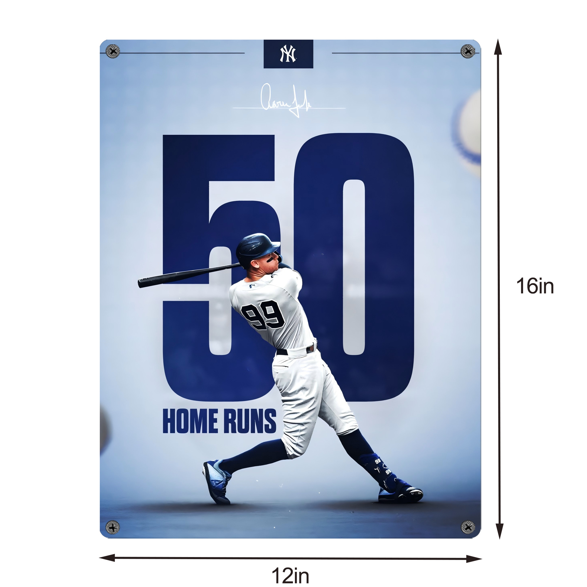 Aaron Judge 50 Home Runs 4 Vintage Metal Tin Sign 12x16inch – Retro Wall Art Decor For Home, Bar, Kitchen, Bedroom, Office – Durable Iron Sheet Poster, Easy To Hang, Full-Color Printing