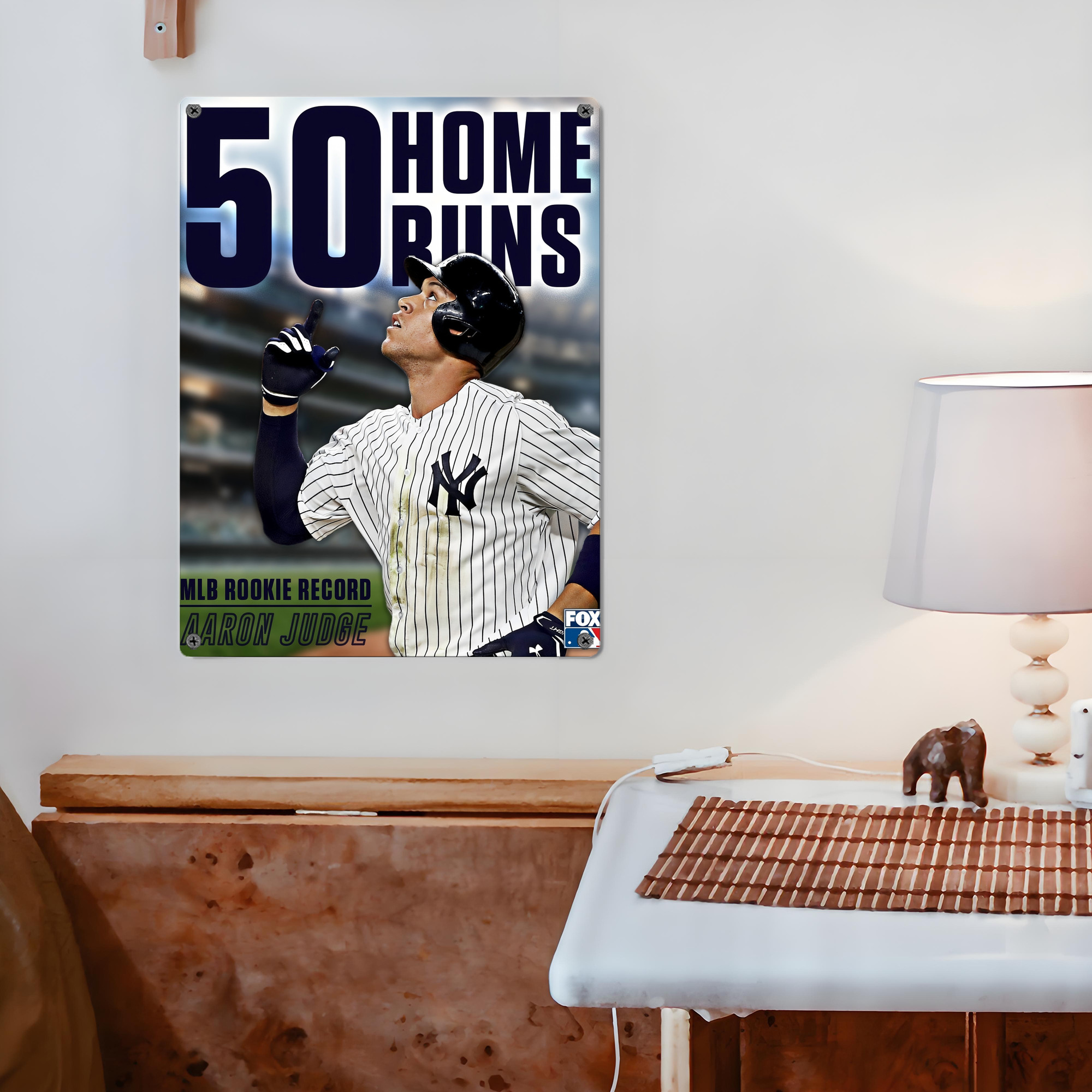 Aaron Judge 50 Home Runs 5 Vintage Metal Tin Sign 12x16inch – Retro Wall Art Decor For Home, Bar, Kitchen, Bedroom, Office – Durable Iron Sheet Poster, Easy To Hang, Full-Color Printing