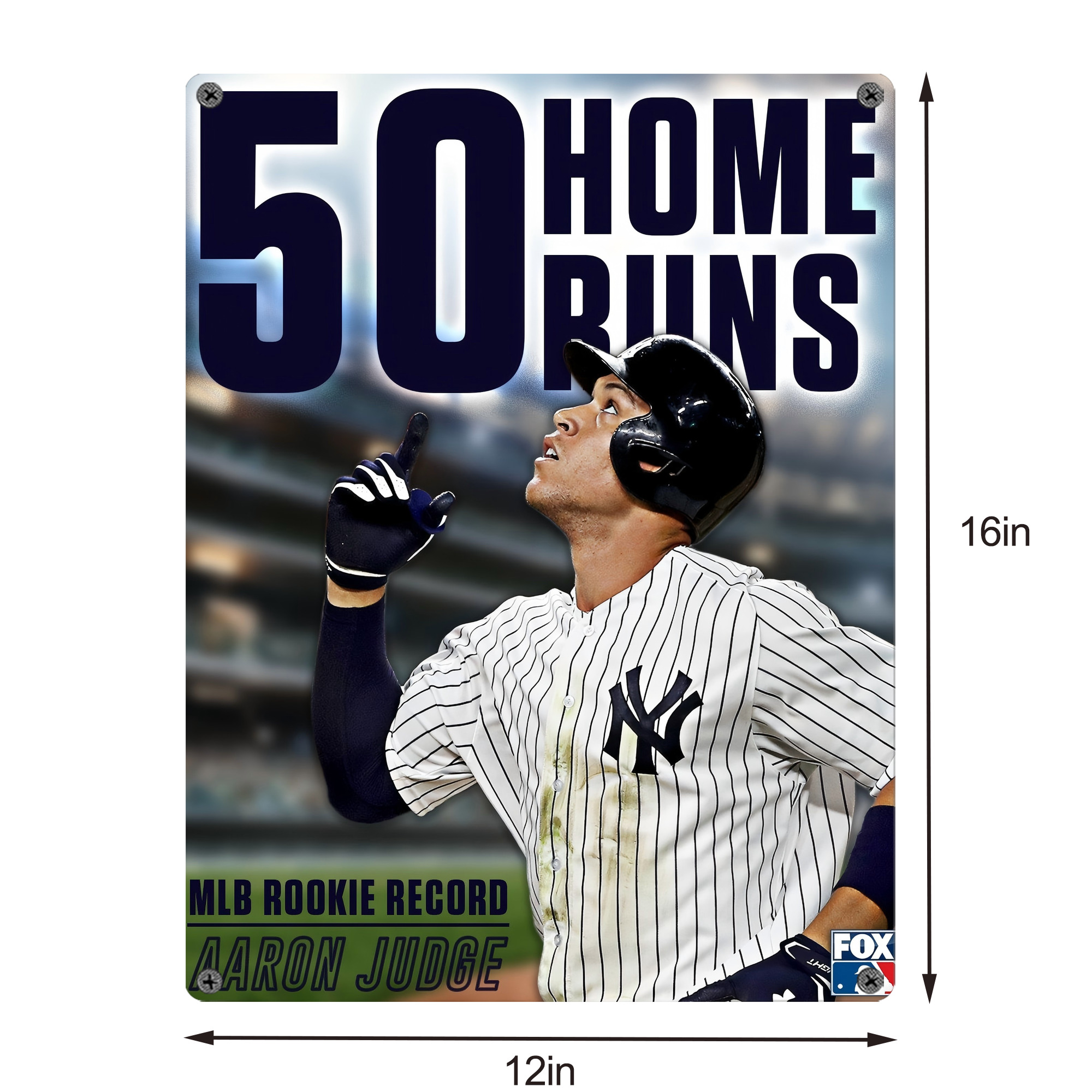 Aaron Judge 50 Home Runs 5 Vintage Metal Tin Sign 12x16inch – Retro Wall Art Decor For Home, Bar, Kitchen, Bedroom, Office – Durable Iron Sheet Poster, Easy To Hang, Full-Color Printing