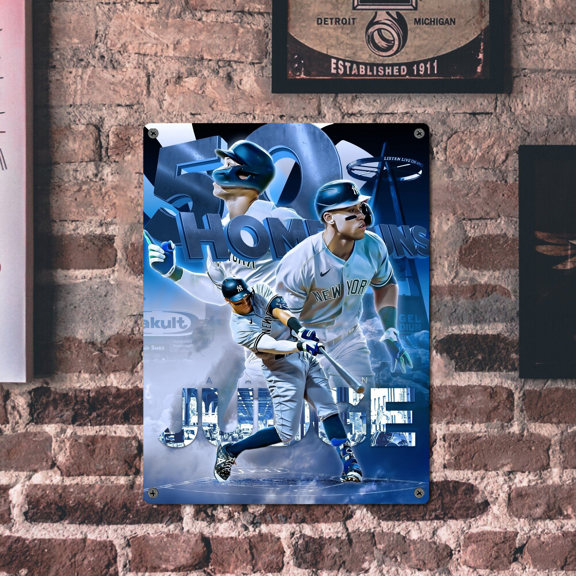 Aaron Judge 50 Home Runs Vintage Metal Tin Sign 12x16inch – Retro Wall Art Decor For Home, Bar, Kitchen, Bedroom, Office – Durable Iron Sheet Poster, Easy To Hang, Full-Color Printing