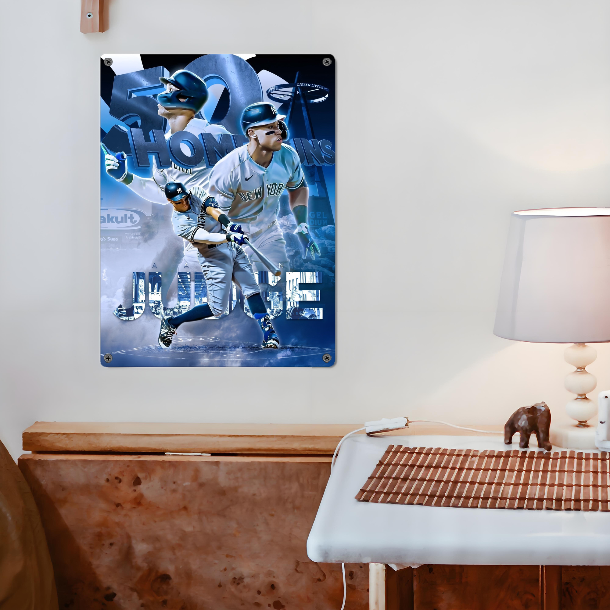 Aaron Judge 50 Home Runs Vintage Metal Tin Sign 12x16inch – Retro Wall Art Decor For Home, Bar, Kitchen, Bedroom, Office – Durable Iron Sheet Poster, Easy To Hang, Full-Color Printing