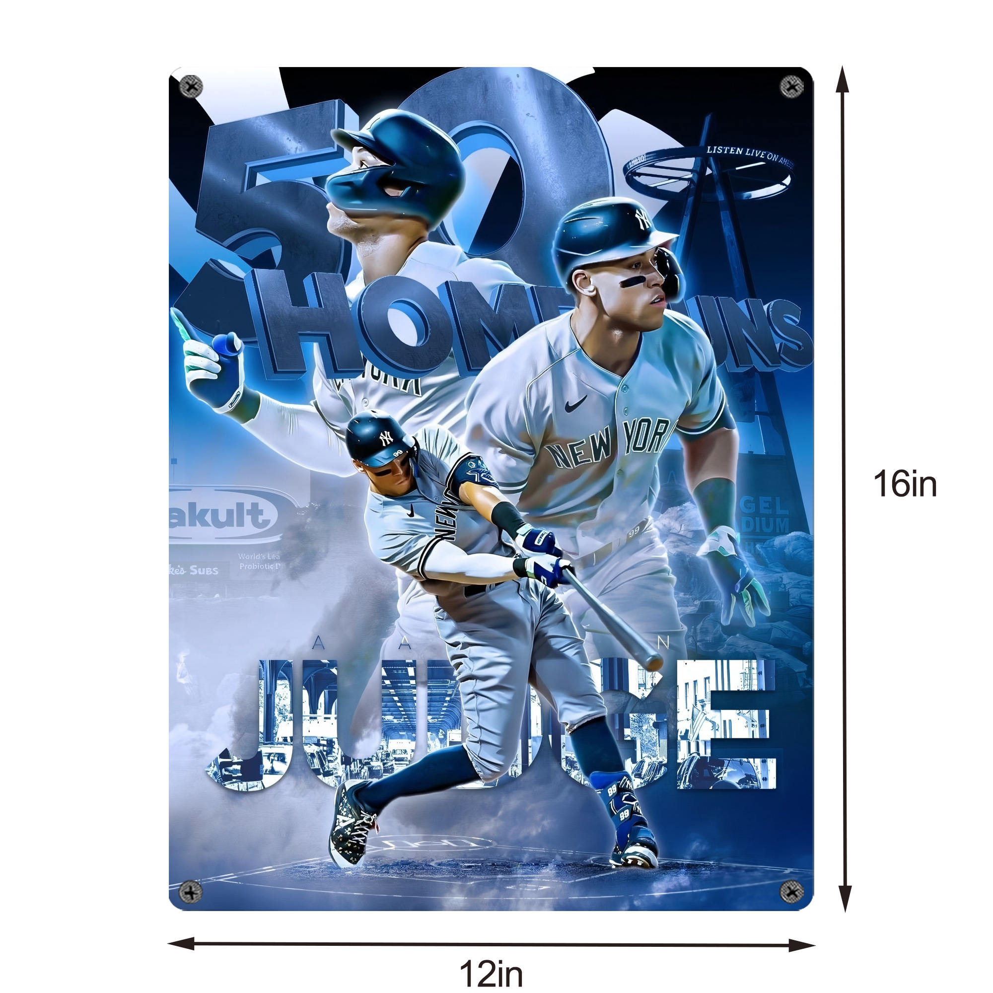 Aaron Judge 50 Home Runs Vintage Metal Tin Sign 12x16inch – Retro Wall Art Decor For Home, Bar, Kitchen, Bedroom, Office – Durable Iron Sheet Poster, Easy To Hang, Full-Color Printing