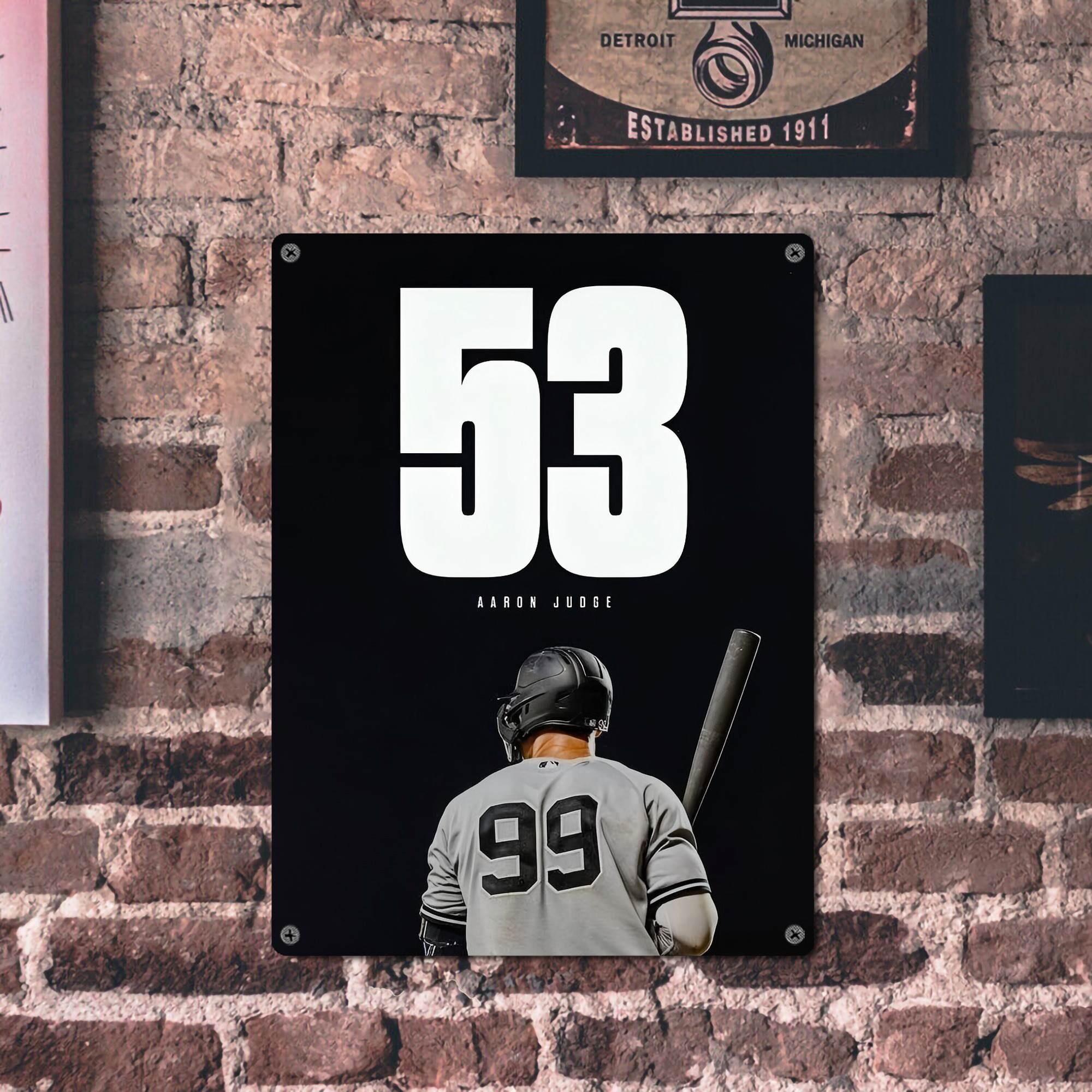 Aaron Judge 53 Home Runs Vintage Metal Tin Sign 12x16inch – Retro Wall Art Decor For Home, Bar, Kitchen, Bedroom, Office – Durable Iron Sheet Poster, Easy To Hang, Full-Color Printing