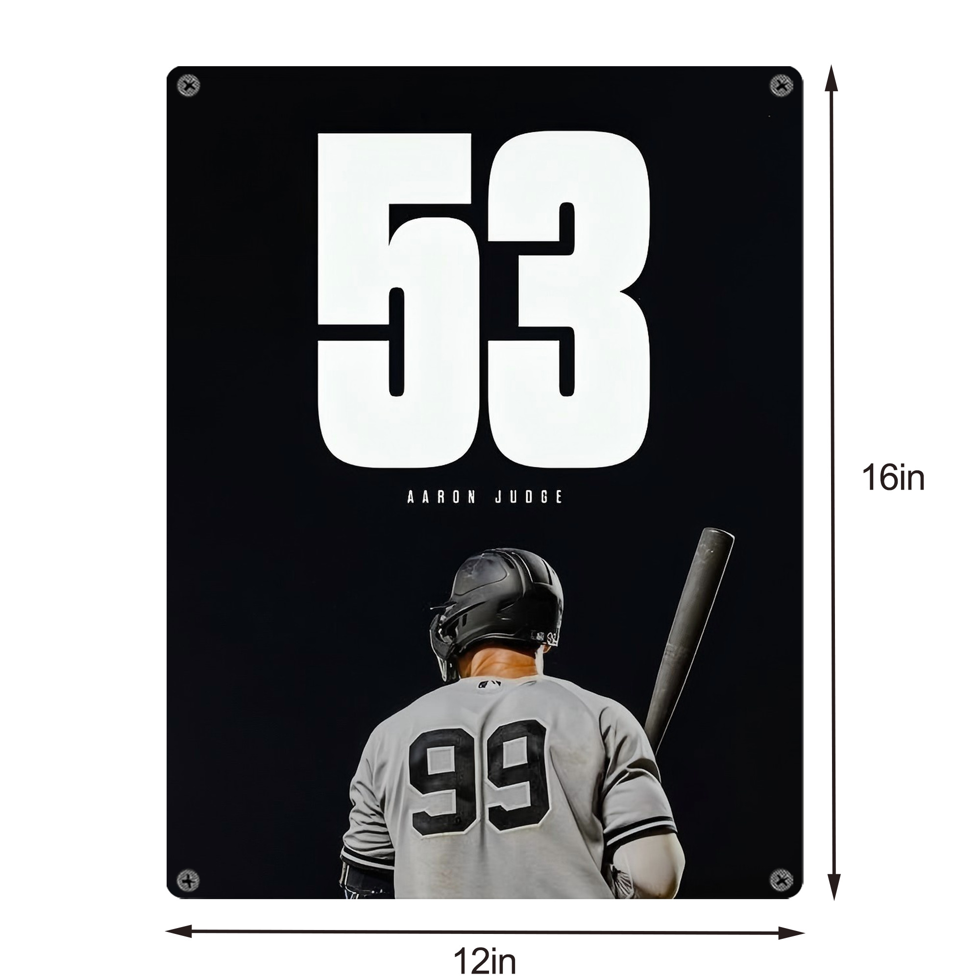 Aaron Judge 53 Home Runs Vintage Metal Tin Sign 12x16inch – Retro Wall Art Decor For Home, Bar, Kitchen, Bedroom, Office – Durable Iron Sheet Poster, Easy To Hang, Full-Color Printing