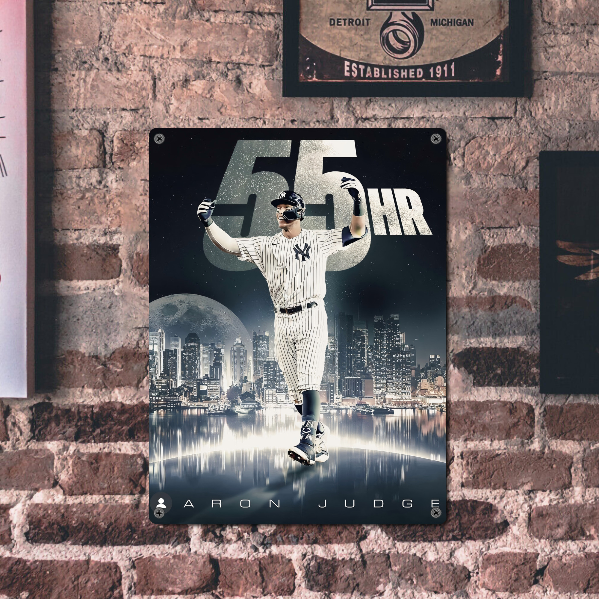 Aaron Judge 55 Home Runs Vintage Metal Tin Sign 12x16inch – Retro Wall Art Decor For Home, Bar, Kitchen, Bedroom, Office – Durable Iron Sheet Poster, Easy To Hang, Full-Color Printing