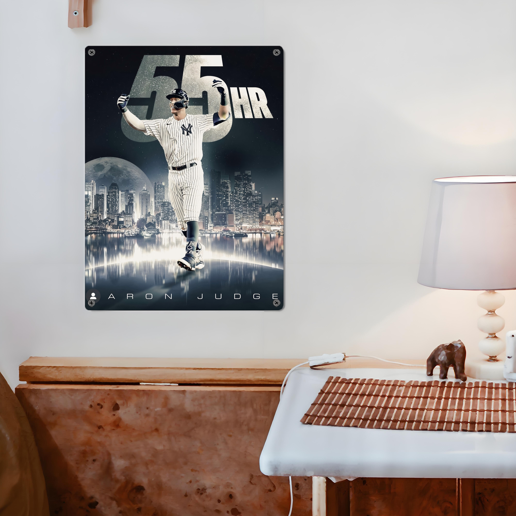 Aaron Judge 55 Home Runs Vintage Metal Tin Sign 12x16inch – Retro Wall Art Decor For Home, Bar, Kitchen, Bedroom, Office – Durable Iron Sheet Poster, Easy To Hang, Full-Color Printing