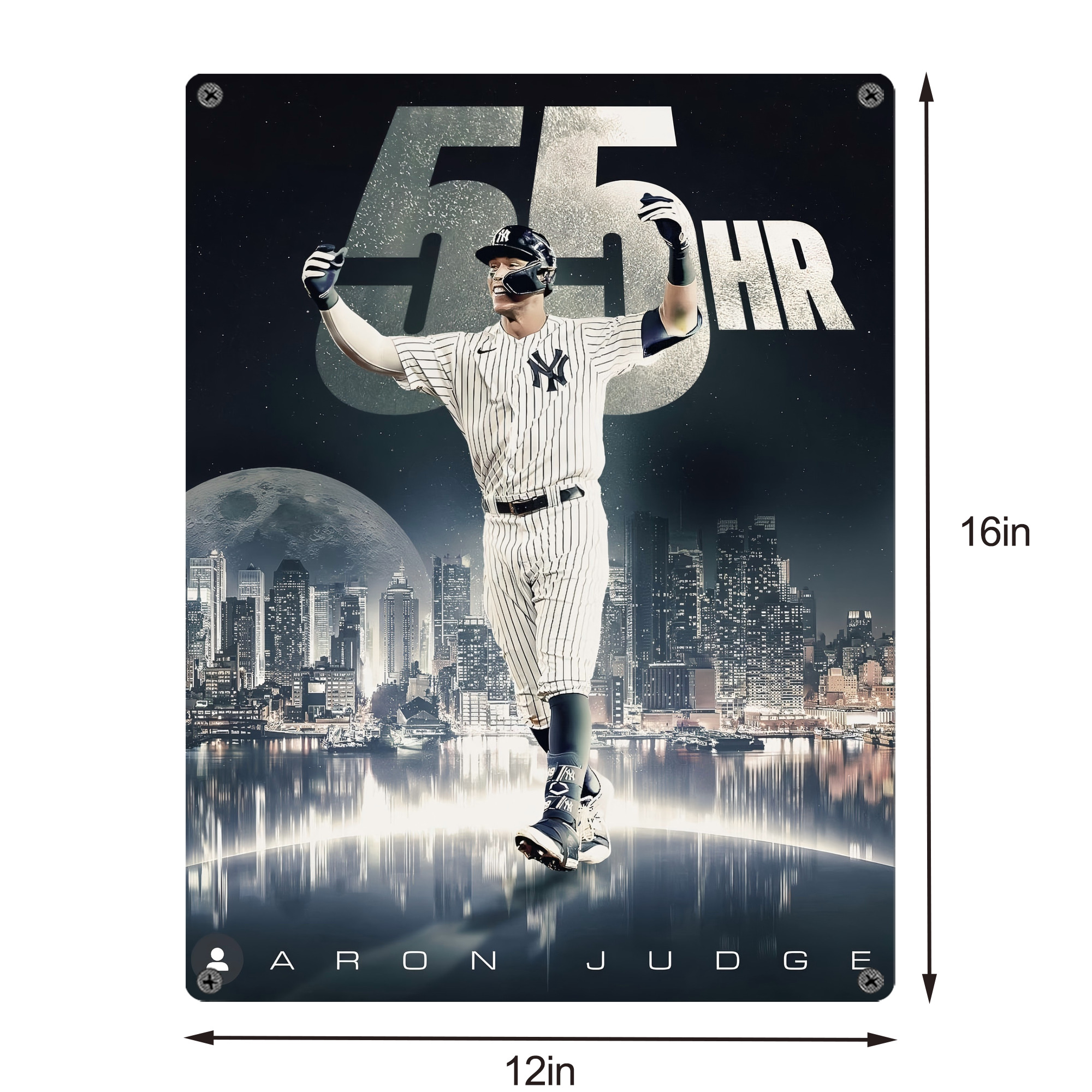 Aaron Judge 55 Home Runs Vintage Metal Tin Sign 12x16inch – Retro Wall Art Decor For Home, Bar, Kitchen, Bedroom, Office – Durable Iron Sheet Poster, Easy To Hang, Full-Color Printing