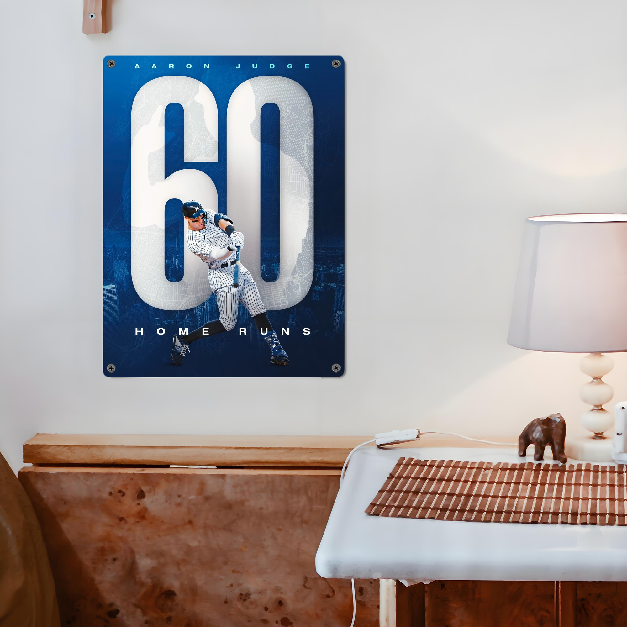 Aaron Judge 60 Home Runs 2 Vintage Metal Tin Sign 12x16inch – Retro Wall Art Decor For Home, Bar, Kitchen, Bedroom, Office – Durable Iron Sheet Poster, Easy To Hang, Full-Color Printing