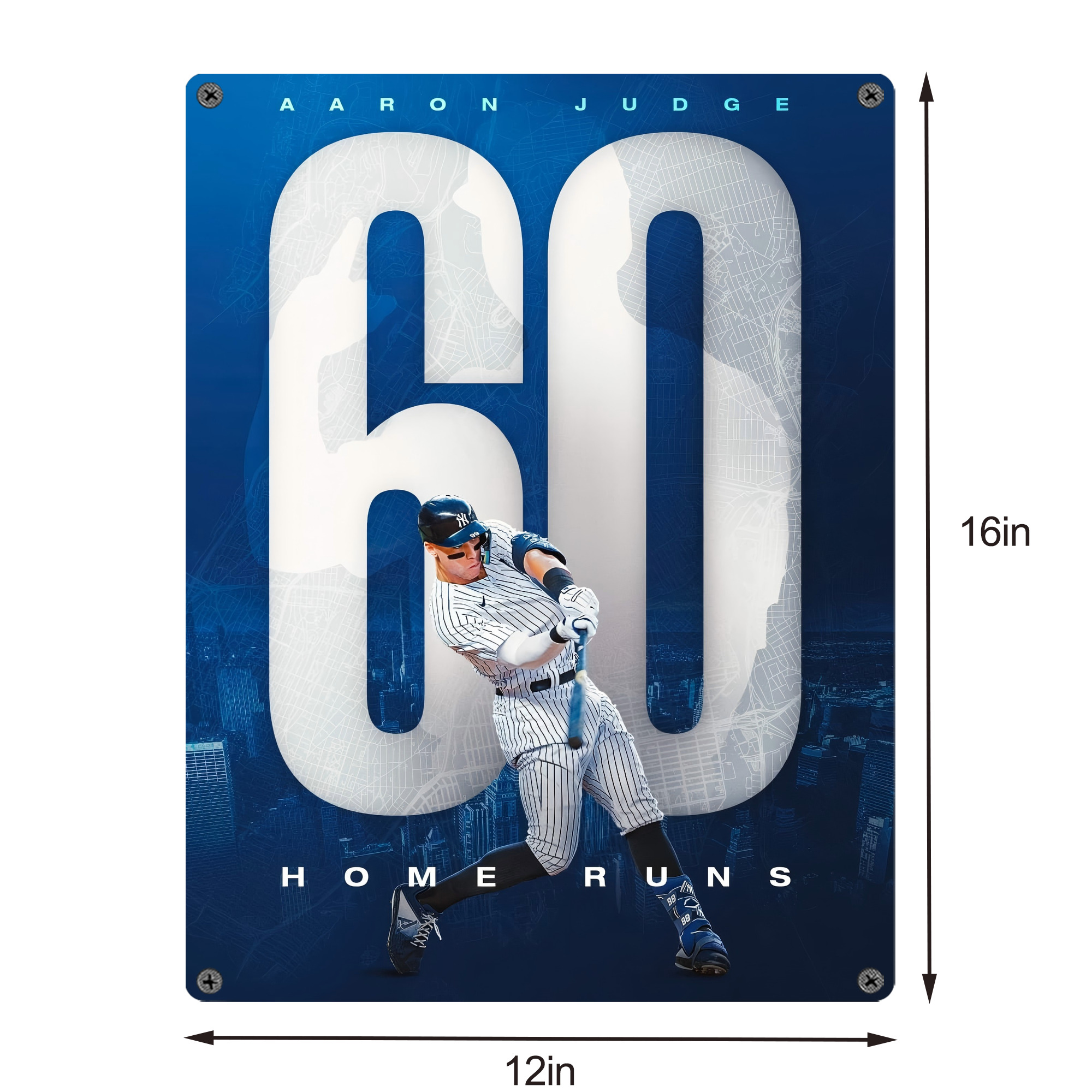 Aaron Judge 60 Home Runs 2 Vintage Metal Tin Sign 12x16inch – Retro Wall Art Decor For Home, Bar, Kitchen, Bedroom, Office – Durable Iron Sheet Poster, Easy To Hang, Full-Color Printing