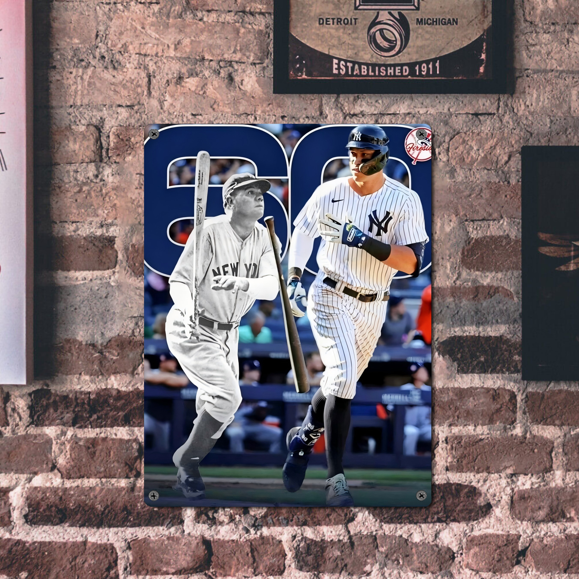 Aaron Judge 60 Home Runs 5 Vintage Metal Tin Sign 12x16inch – Retro Wall Art Decor For Home, Bar, Kitchen, Bedroom, Office – Durable Iron Sheet Poster, Easy To Hang, Full-Color Printing