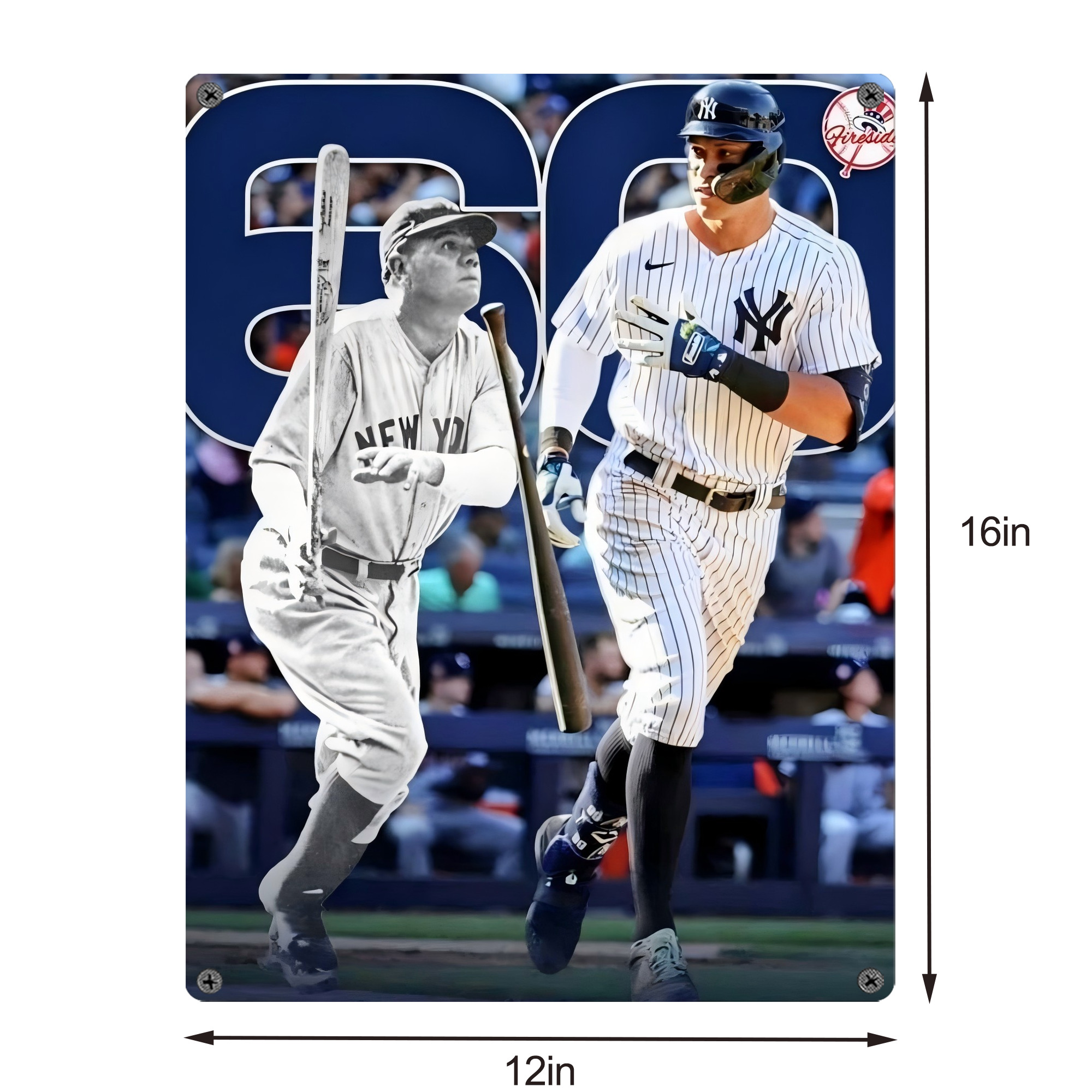 Aaron Judge 60 Home Runs 5 Vintage Metal Tin Sign 12x16inch – Retro Wall Art Decor For Home, Bar, Kitchen, Bedroom, Office – Durable Iron Sheet Poster, Easy To Hang, Full-Color Printing