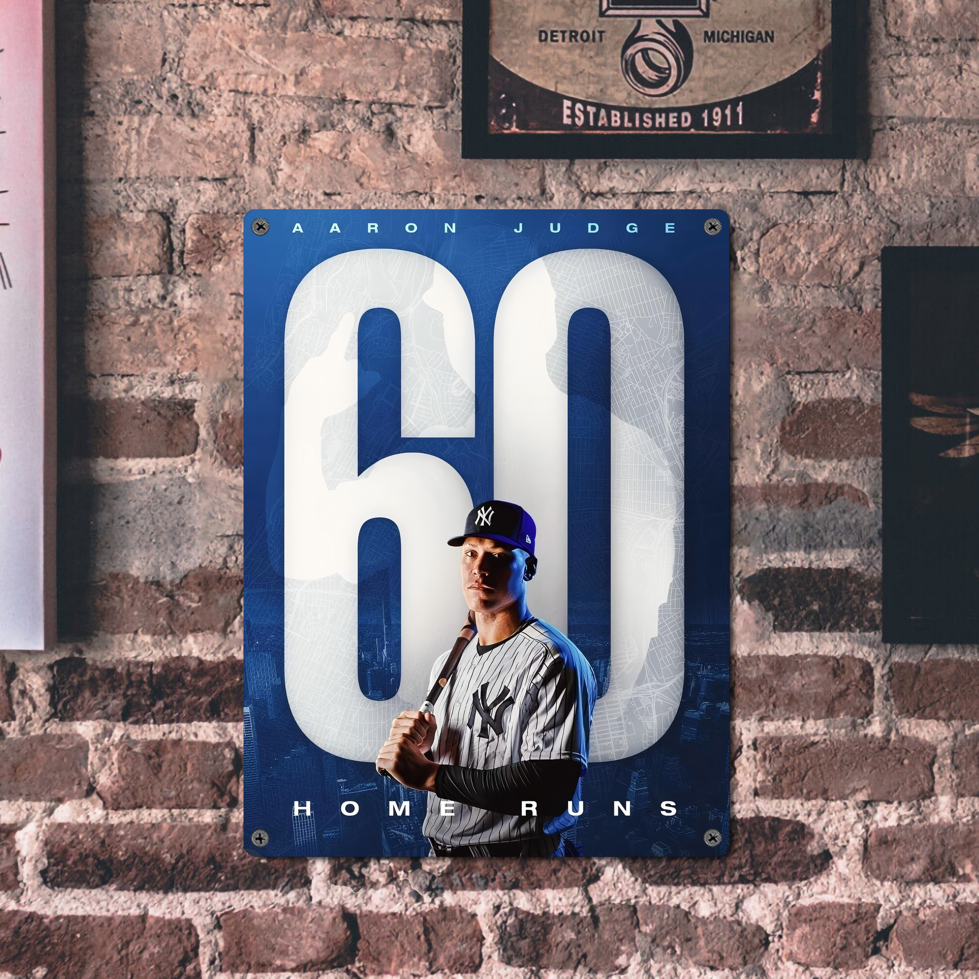 Aaron Judge 60 Home Runs Vintage Metal Tin Sign 12x16inch – Retro Wall Art Decor For Home, Bar, Kitchen, Bedroom, Office – Durable Iron Sheet Poster, Easy To Hang, Full-Color Printing