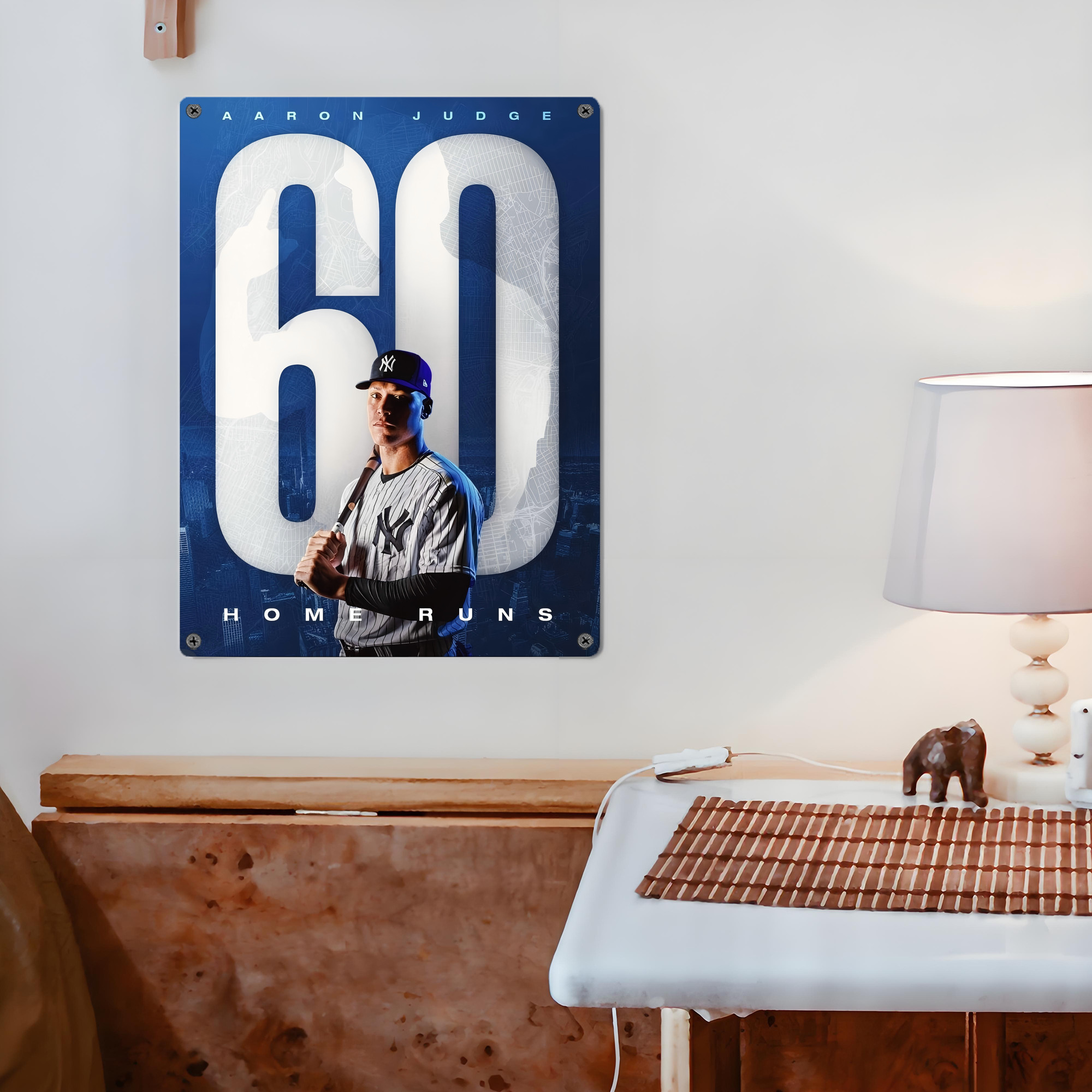 Aaron Judge 60 Home Runs Vintage Metal Tin Sign 12x16inch – Retro Wall Art Decor For Home, Bar, Kitchen, Bedroom, Office – Durable Iron Sheet Poster, Easy To Hang, Full-Color Printing