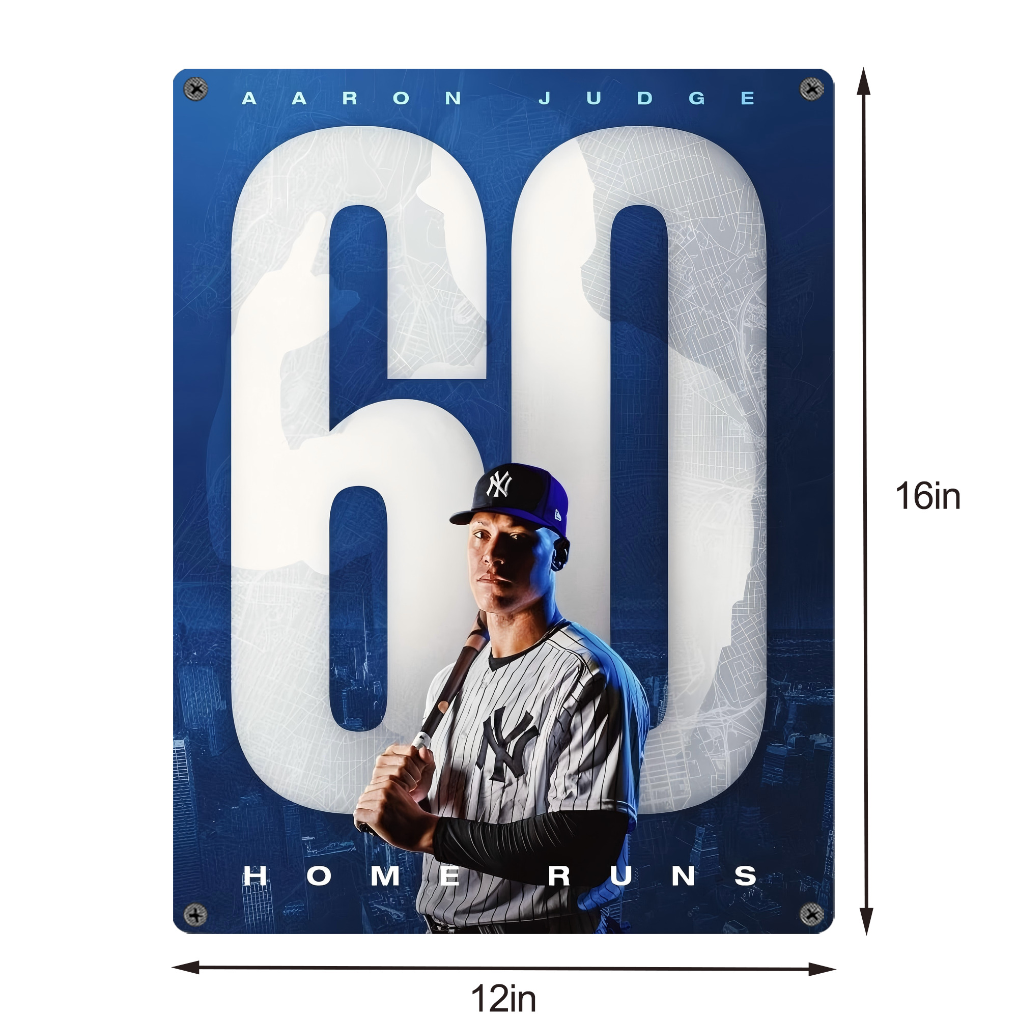 Aaron Judge 60 Home Runs Vintage Metal Tin Sign 12x16inch – Retro Wall Art Decor For Home, Bar, Kitchen, Bedroom, Office – Durable Iron Sheet Poster, Easy To Hang, Full-Color Printing