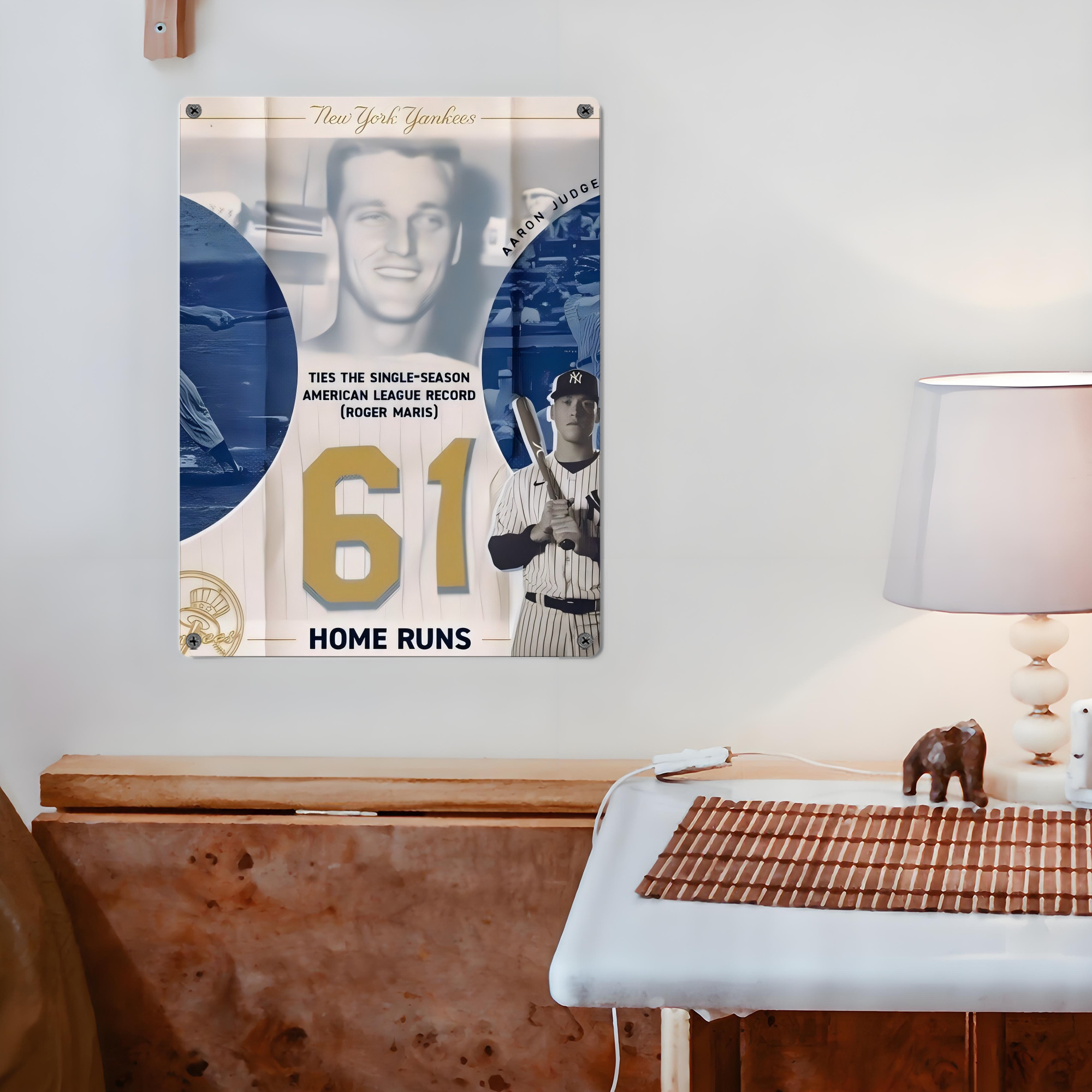 Aaron Judge 61 Home Runs 2 Vintage Metal Tin Sign 12x16inch – Retro Wall Art Decor For Home, Bar, Kitchen, Bedroom, Office – Durable Iron Sheet Poster, Easy To Hang, Full-Color Printing