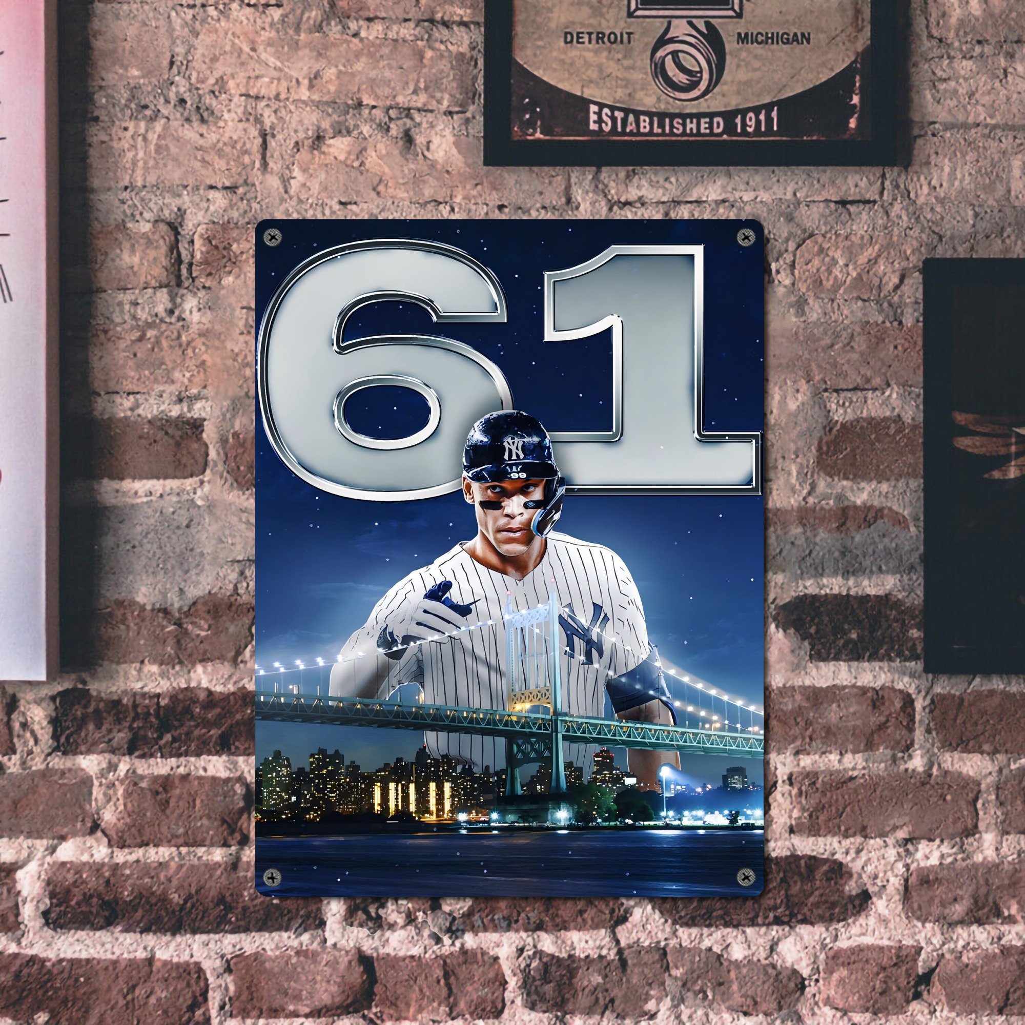 Aaron Judge 61 Home Runs Vintage Metal Tin Sign 12x16inch – Retro Wall Art Decor For Home, Bar, Kitchen, Bedroom, Office – Durable Iron Sheet Poster, Easy To Hang, Full-Color Printing