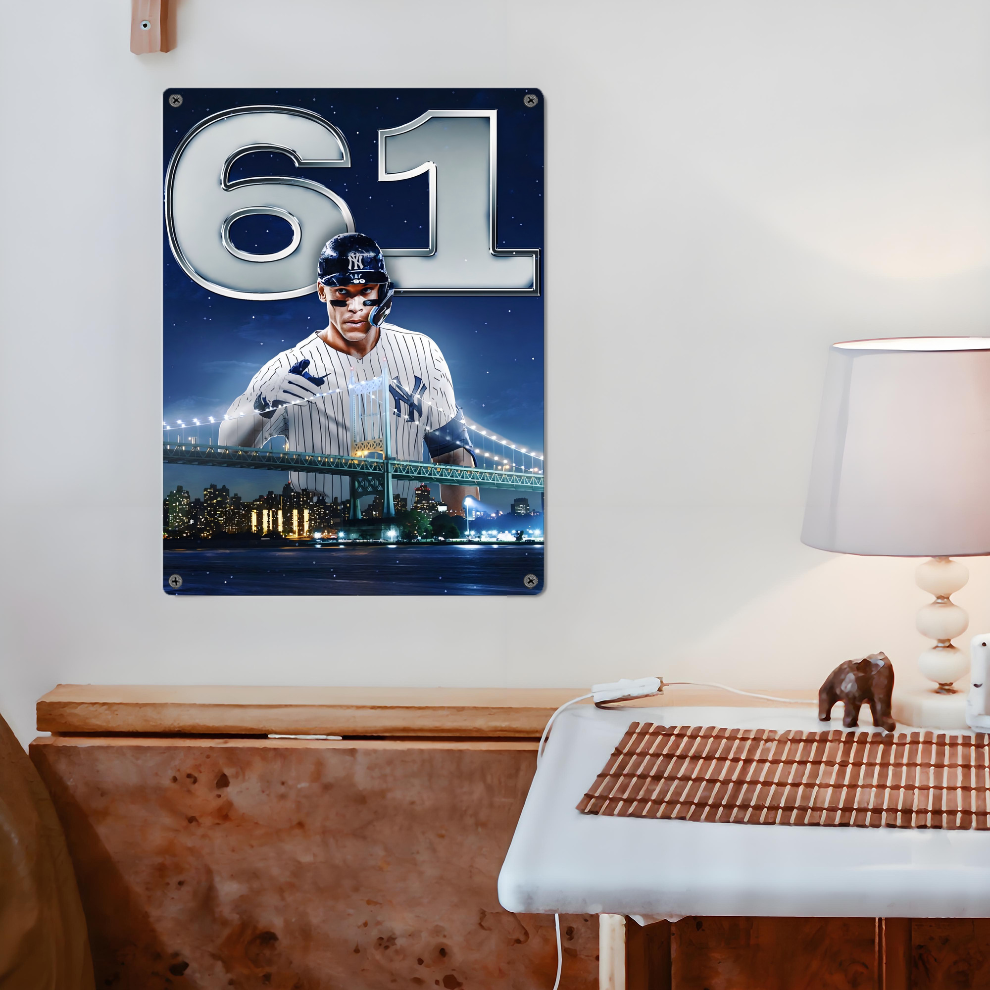 Aaron Judge 61 Home Runs Vintage Metal Tin Sign 12x16inch – Retro Wall Art Decor For Home, Bar, Kitchen, Bedroom, Office – Durable Iron Sheet Poster, Easy To Hang, Full-Color Printing