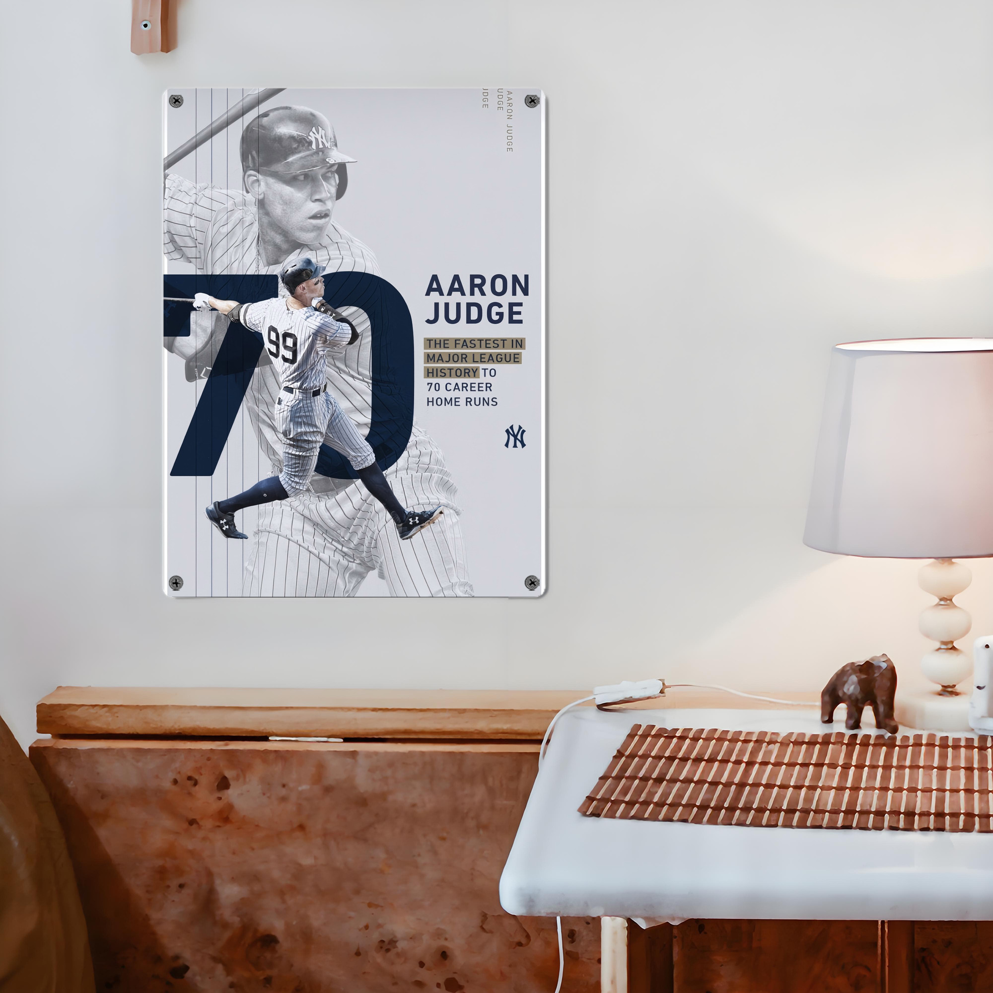 Aaron Judge 70 Home Runs Vintage Metal Tin Sign 12x16inch – Retro Wall Art Decor For Home, Bar, Kitchen, Bedroom, Office – Durable Iron Sheet Poster, Easy To Hang, Full-Color Printing