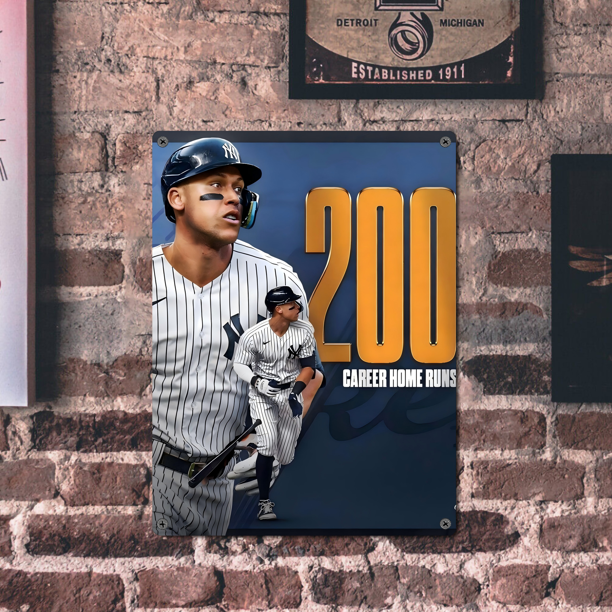 Aaron Judge 200 Home Runs 1 Vintage Metal Tin Sign 12x16inch – Retro Wall Art Decor For Home, Bar, Kitchen, Bedroom, Office – Durable Iron Sheet Poster, Easy To Hang, Full-Color Printing