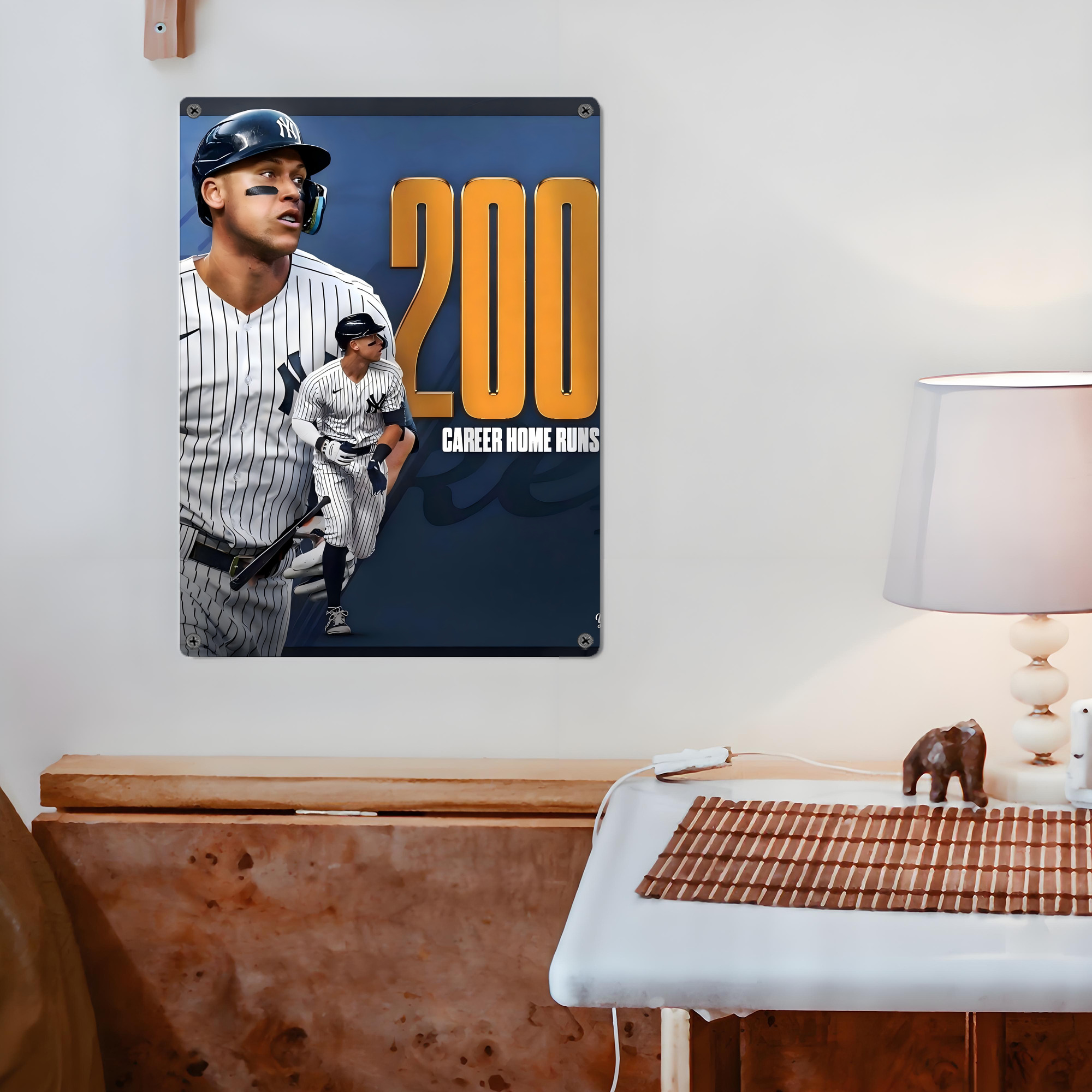Aaron Judge 200 Home Runs 1 Vintage Metal Tin Sign 12x16inch – Retro Wall Art Decor For Home, Bar, Kitchen, Bedroom, Office – Durable Iron Sheet Poster, Easy To Hang, Full-Color Printing