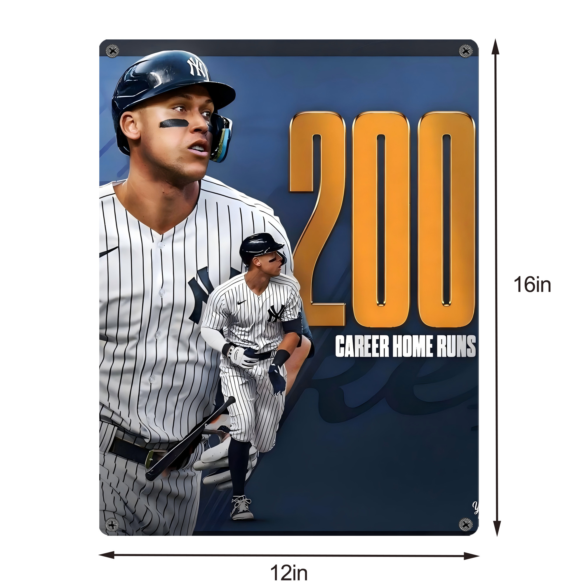 Aaron Judge 200 Home Runs 1 Vintage Metal Tin Sign 12x16inch – Retro Wall Art Decor For Home, Bar, Kitchen, Bedroom, Office – Durable Iron Sheet Poster, Easy To Hang, Full-Color Printing