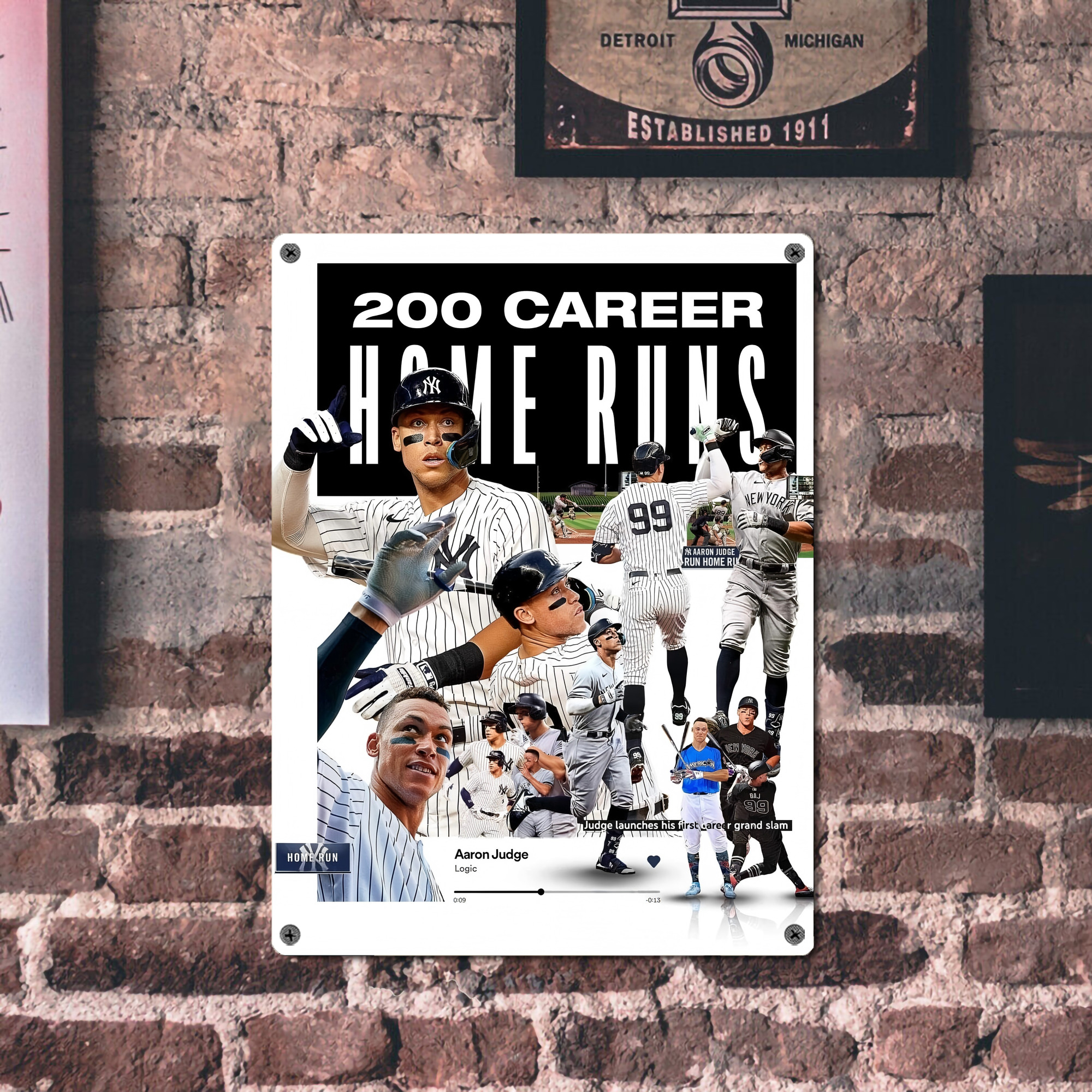 Aaron Judge 200 Home Runs 2 Vintage Metal Tin Sign 12x16inch – Retro Wall Art Decor For Home, Bar, Kitchen, Bedroom, Office – Durable Iron Sheet Poster, Easy To Hang, Full-Color Printing