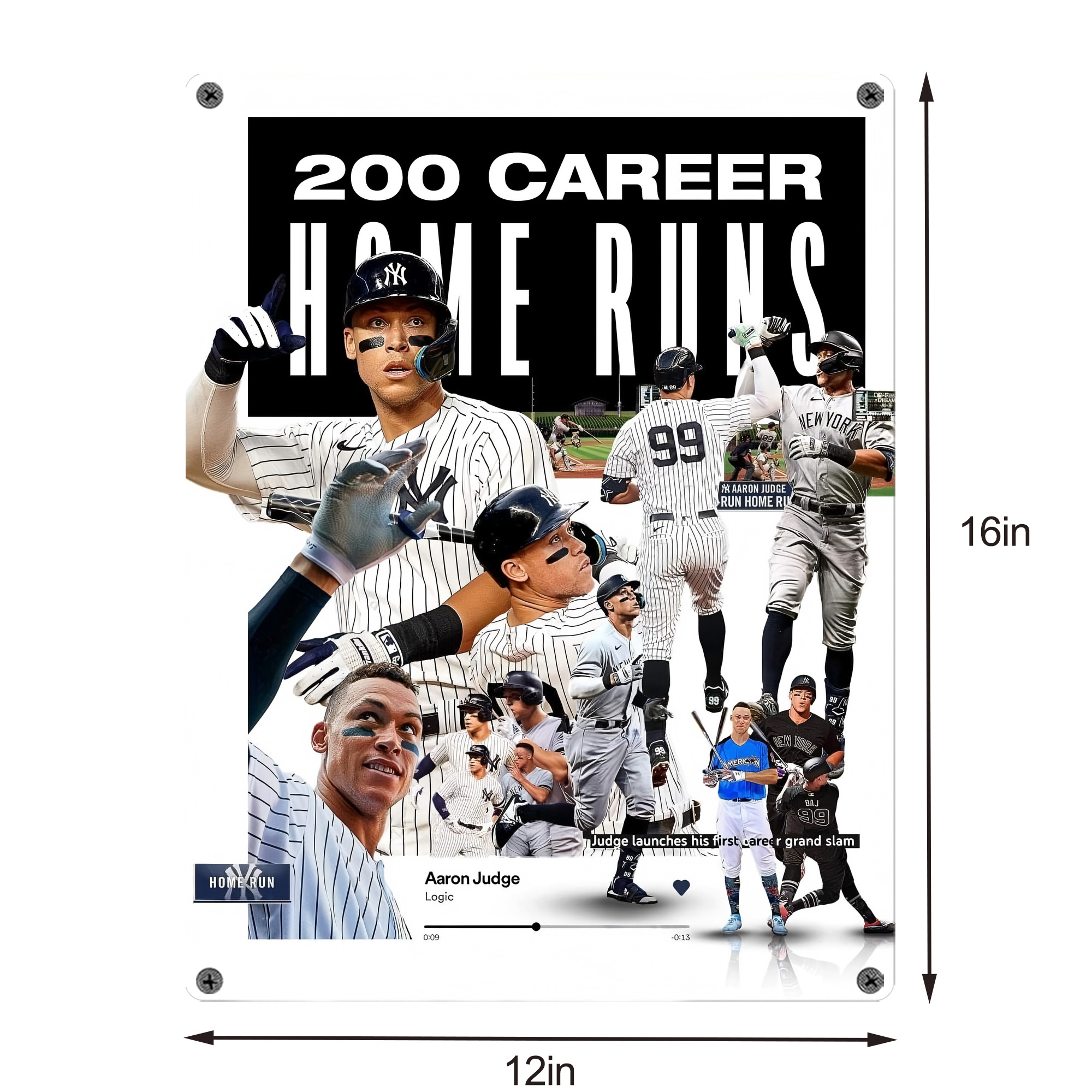 Aaron Judge 200 Home Runs 2 Vintage Metal Tin Sign 12x16inch – Retro Wall Art Decor For Home, Bar, Kitchen, Bedroom, Office – Durable Iron Sheet Poster, Easy To Hang, Full-Color Printing