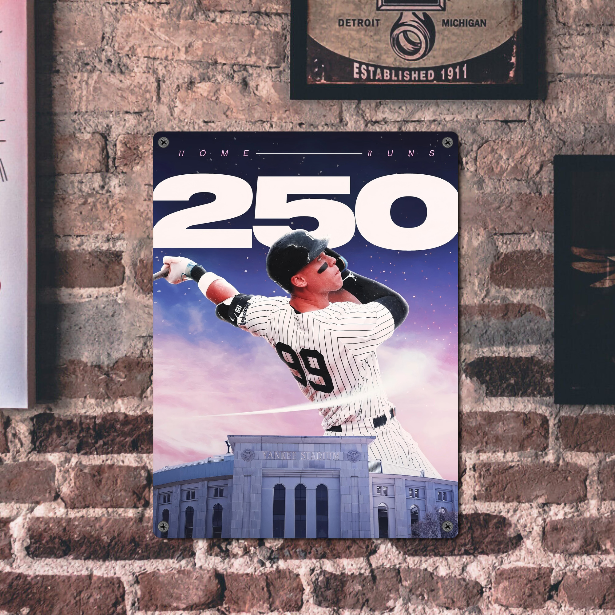 Aaron Judge 250 Home Runs Vintage Metal Tin Sign 12x16inch – Retro Wall Art Decor For Home, Bar, Kitchen, Bedroom, Office – Durable Iron Sheet Poster, Easy To Hang, Full-Color Printing