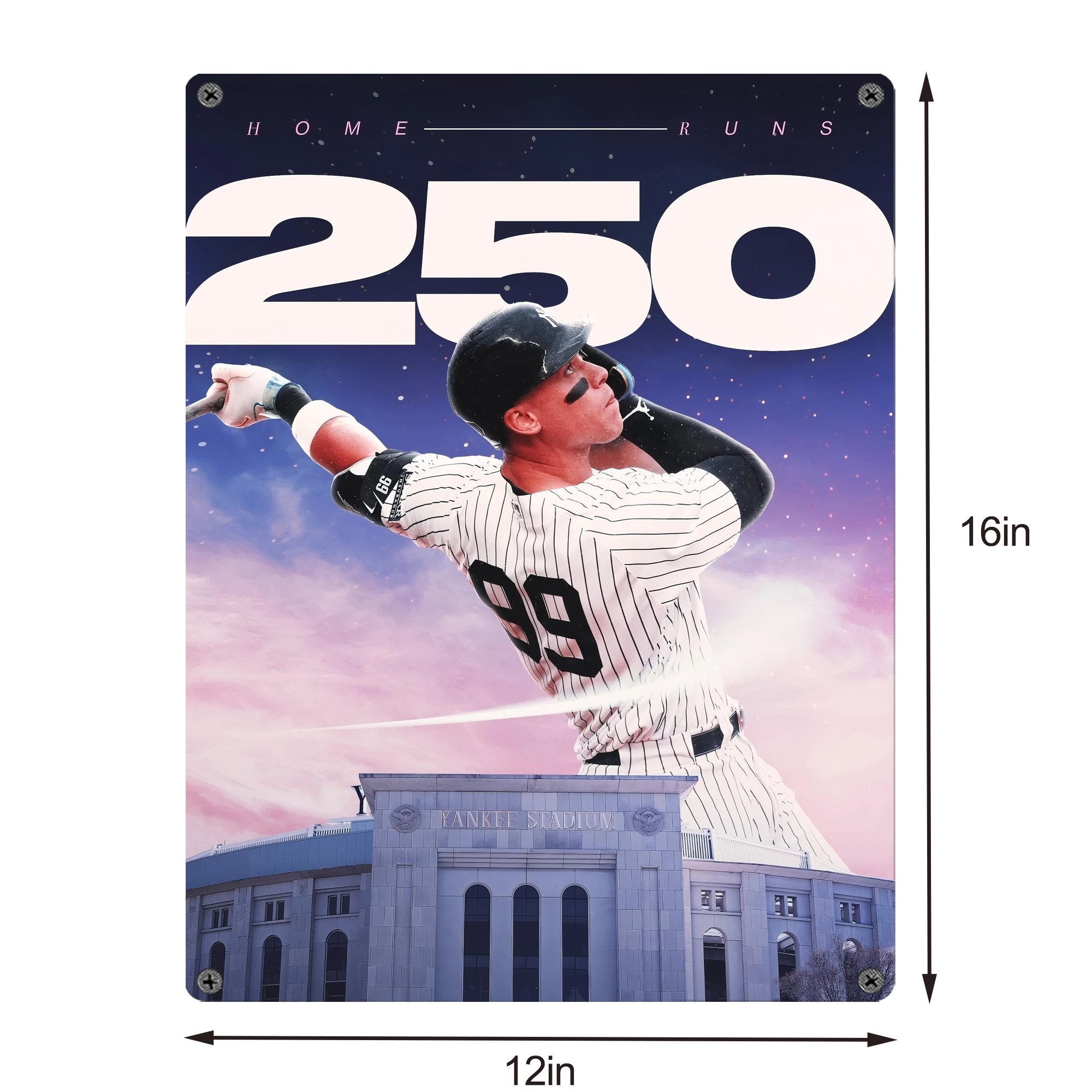 Aaron Judge 250 Home Runs Vintage Metal Tin Sign 12x16inch – Retro Wall Art Decor For Home, Bar, Kitchen, Bedroom, Office – Durable Iron Sheet Poster, Easy To Hang, Full-Color Printing