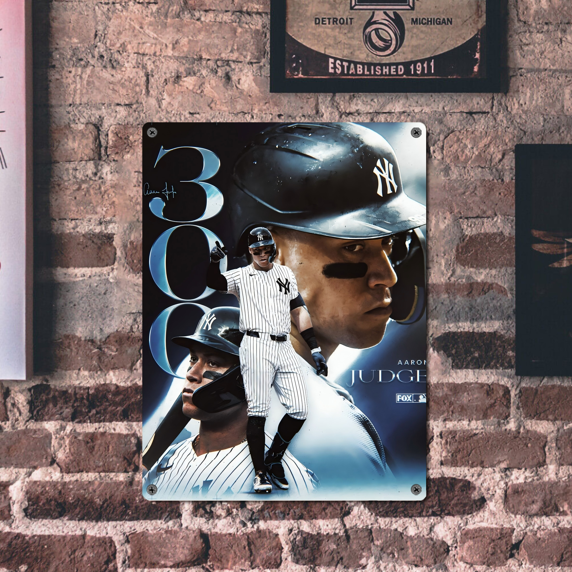 Aaron Judge 300 Home Runs 1 Vintage Metal Tin Sign 12x16inch – Retro Wall Art Decor For Home, Bar, Kitchen, Bedroom, Office – Durable Iron Sheet Poster, Easy To Hang, Full-Color Printing