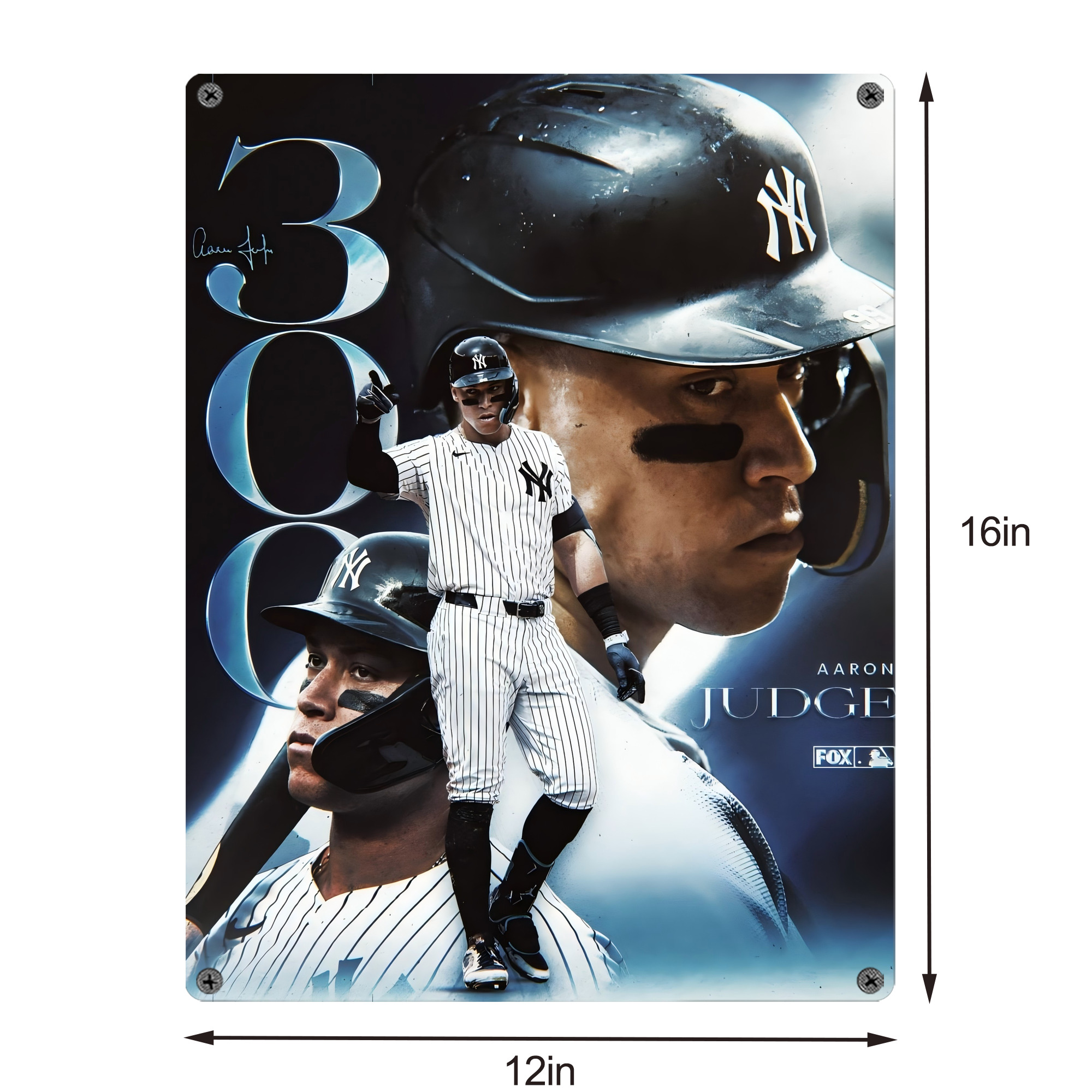 Aaron Judge 300 Home Runs 1 Vintage Metal Tin Sign 12x16inch – Retro Wall Art Decor For Home, Bar, Kitchen, Bedroom, Office – Durable Iron Sheet Poster, Easy To Hang, Full-Color Printing