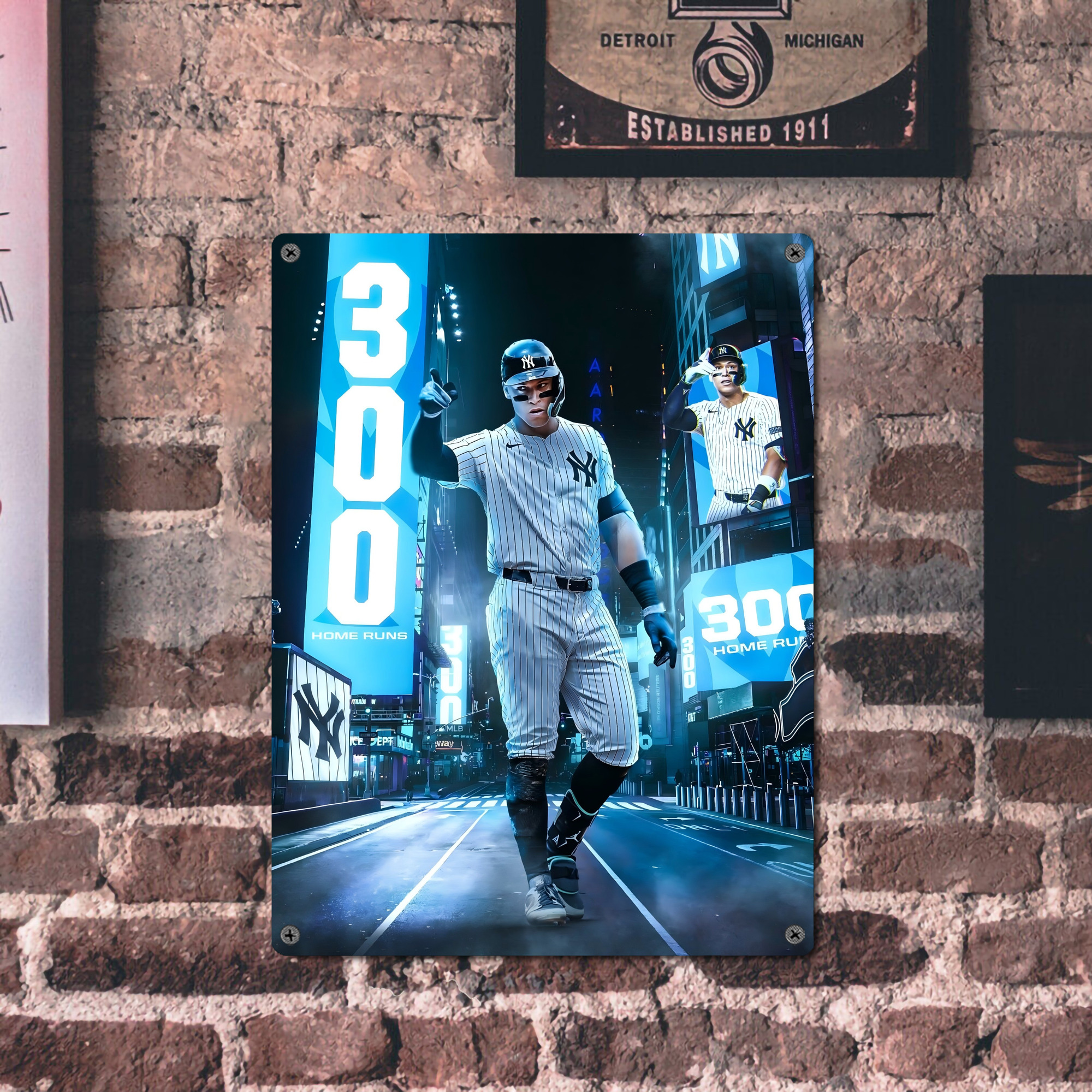 Aaron Judge 300 Home Runs 2 Vintage Metal Tin Sign 12x16inch – Retro Wall Art Decor For Home, Bar, Kitchen, Bedroom, Office – Durable Iron Sheet Poster, Easy To Hang, Full-Color Printing