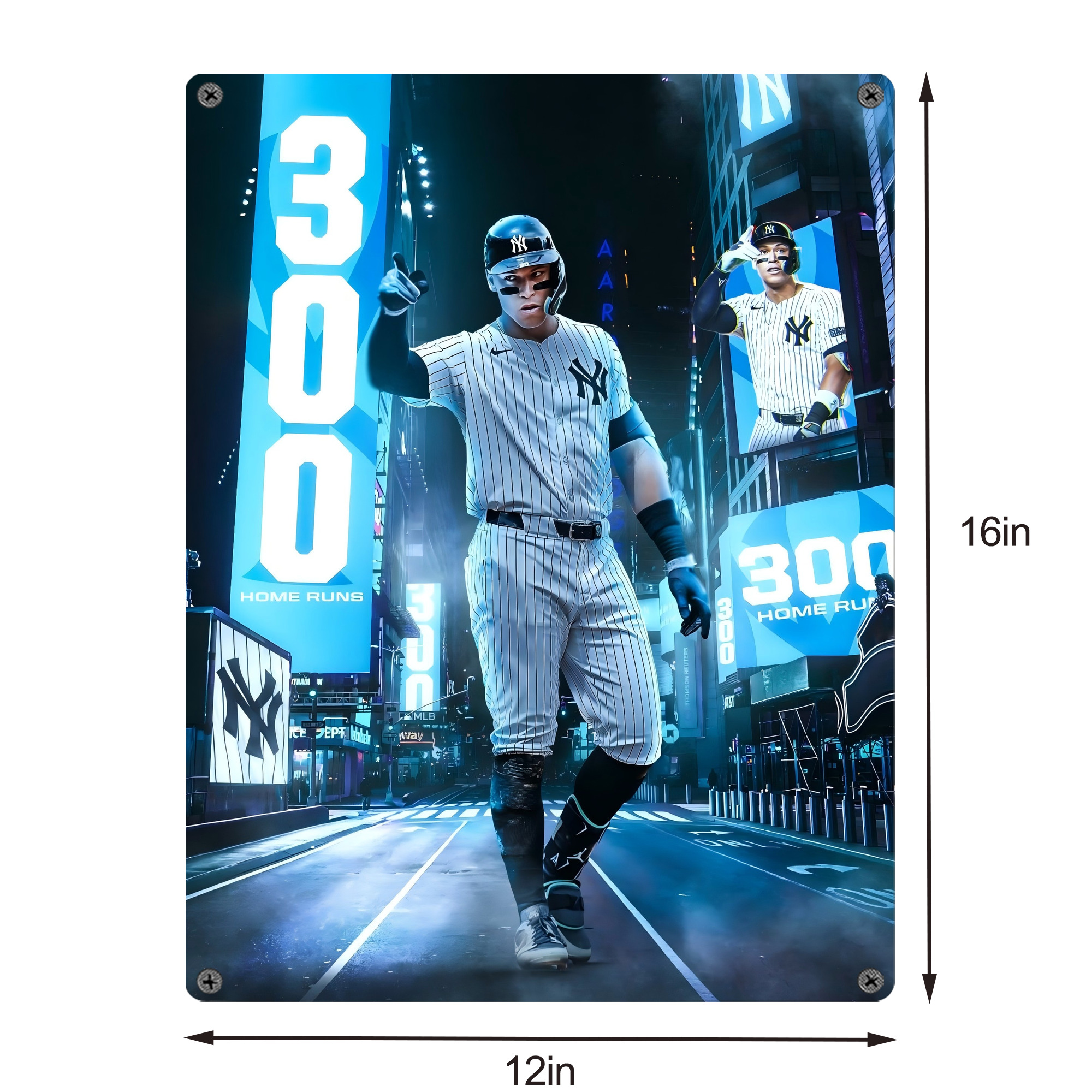 Aaron Judge 300 Home Runs 2 Vintage Metal Tin Sign 12x16inch – Retro Wall Art Decor For Home, Bar, Kitchen, Bedroom, Office – Durable Iron Sheet Poster, Easy To Hang, Full-Color Printing