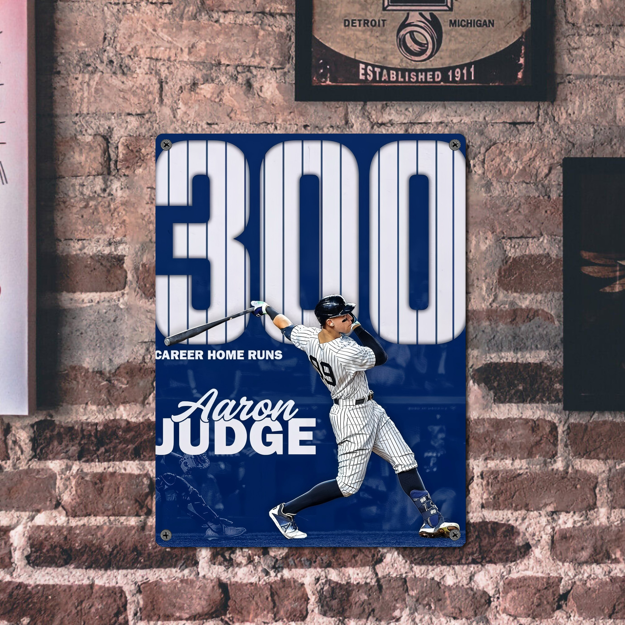 Aaron Judge 300 Home Runs Vintage Metal Tin Sign 12x16inch – Retro Wall Art Decor For Home, Bar, Kitchen, Bedroom, Office – Durable Iron Sheet Poster, Easy To Hang, Full-Color Printing