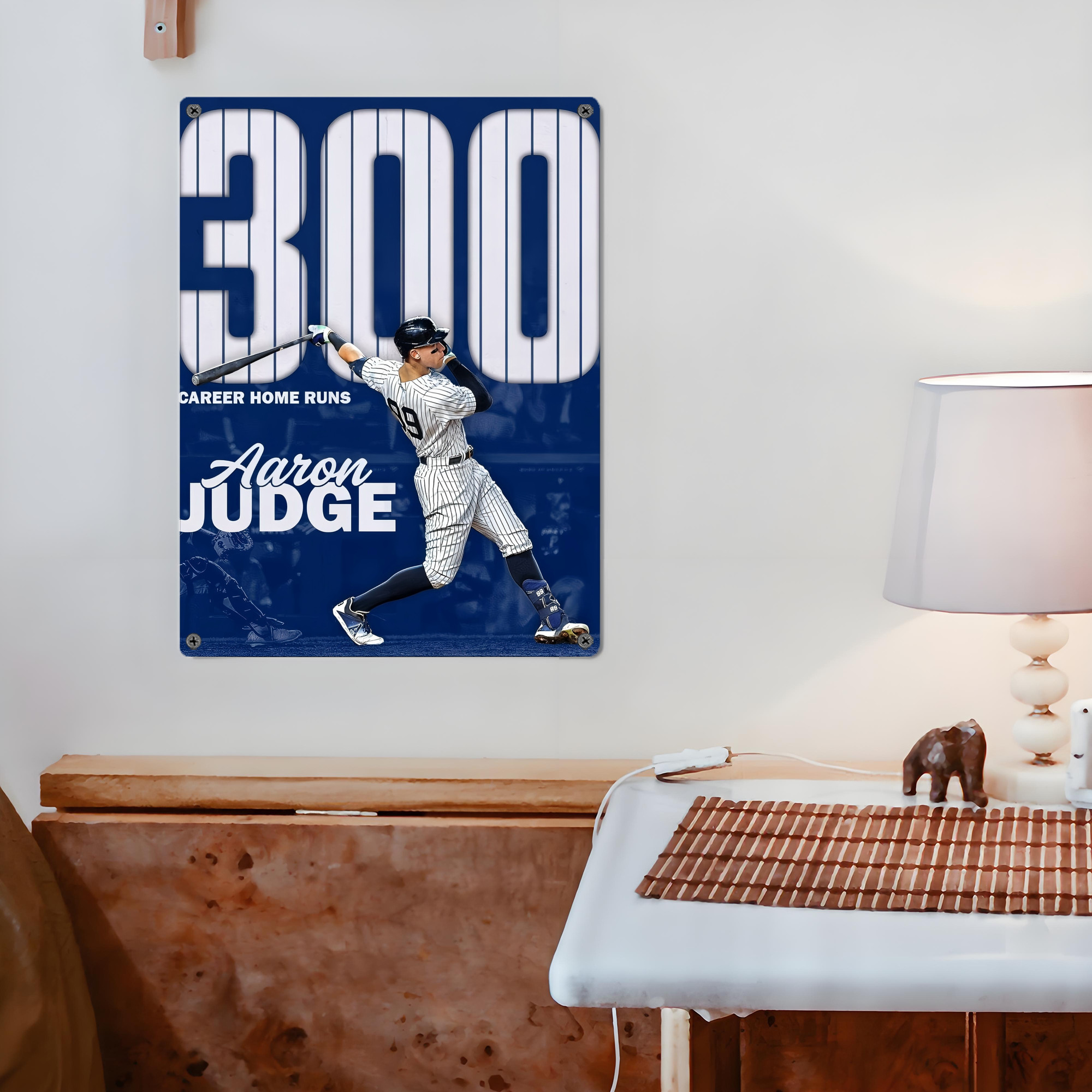 Aaron Judge 300 Home Runs Vintage Metal Tin Sign 12x16inch – Retro Wall Art Decor For Home, Bar, Kitchen, Bedroom, Office – Durable Iron Sheet Poster, Easy To Hang, Full-Color Printing