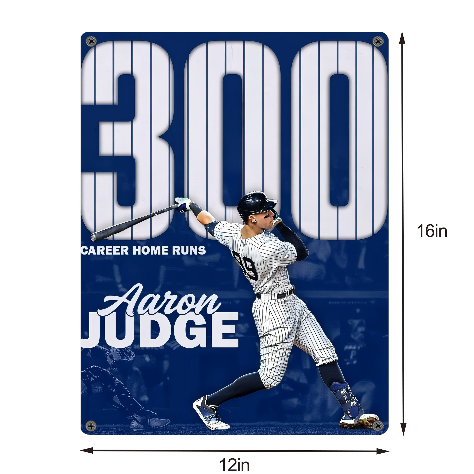 Aaron Judge 300 Home Runs Vintage Metal Tin Sign 12x16inch – Retro Wall Art Decor For Home, Bar, Kitchen, Bedroom, Office – Durable Iron Sheet Poster, Easy To Hang, Full-Color Printing