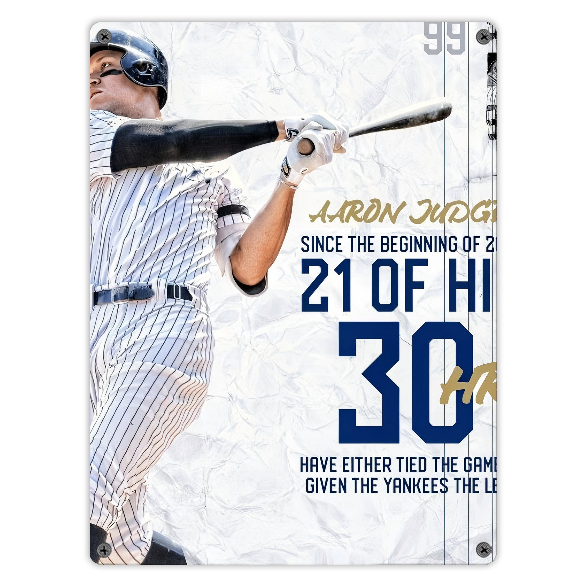 Aaron Judge 30 Home Runs Vintage Metal Tin Sign 12x16inch – Retro Wall Art Decor For Home, Bar, Kitchen, Bedroom, Office – Durable Iron Sheet Poster, Easy To Hang, Full-Color Printing