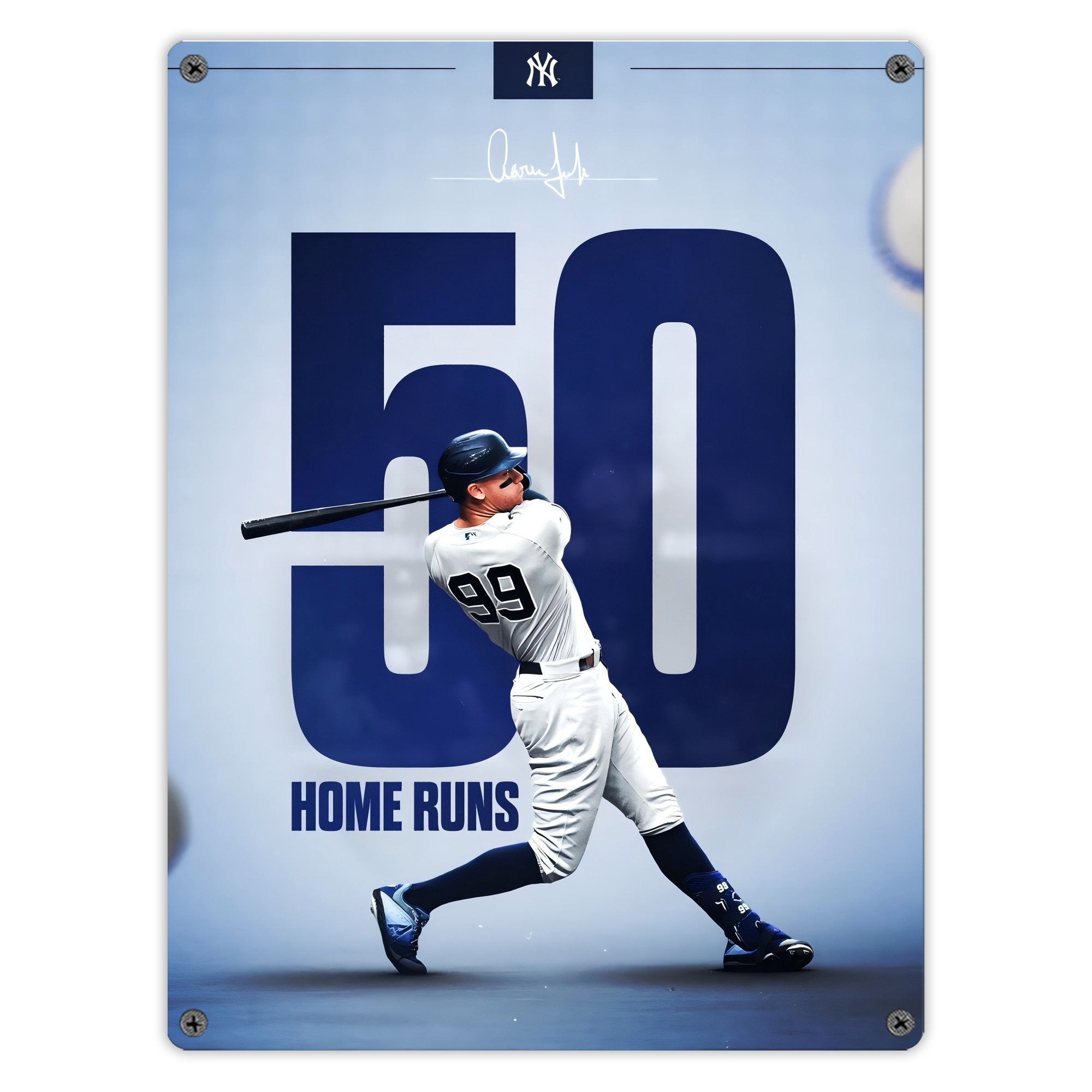 Aaron Judge 50 Home Runs 4 Vintage Metal Tin Sign 12x16inch – Retro Wall Art Decor For Home, Bar, Kitchen, Bedroom, Office – Durable Iron Sheet Poster, Easy To Hang, Full-Color Printing