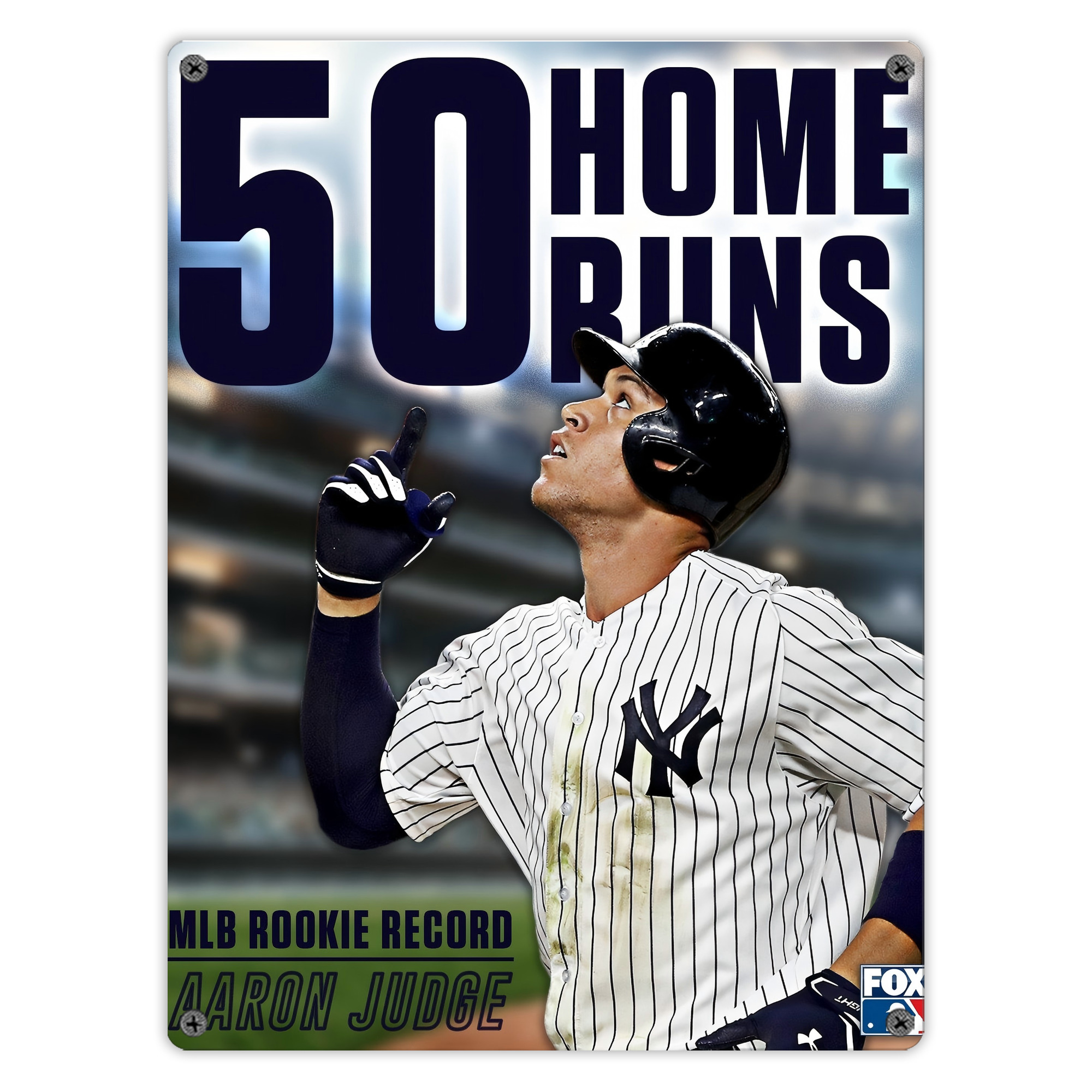 Aaron Judge 50 Home Runs 5 Vintage Metal Tin Sign 12x16inch – Retro Wall Art Decor For Home, Bar, Kitchen, Bedroom, Office – Durable Iron Sheet Poster, Easy To Hang, Full-Color Printing