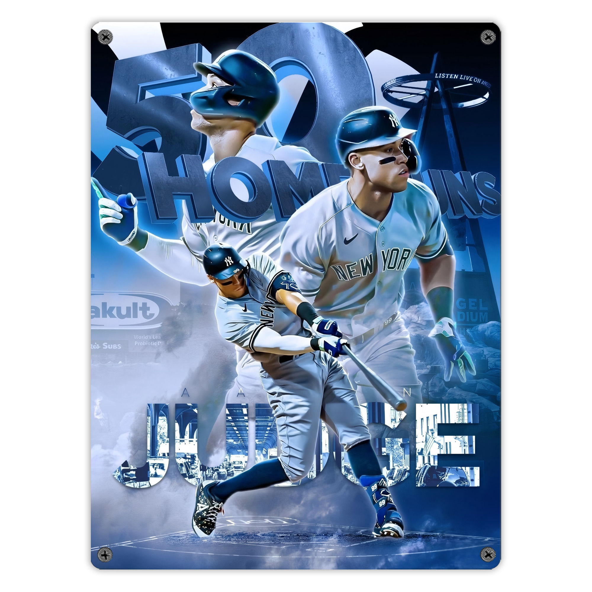 Aaron Judge 50 Home Runs Vintage Metal Tin Sign 12x16inch – Retro Wall Art Decor For Home, Bar, Kitchen, Bedroom, Office – Durable Iron Sheet Poster, Easy To Hang, Full-Color Printing