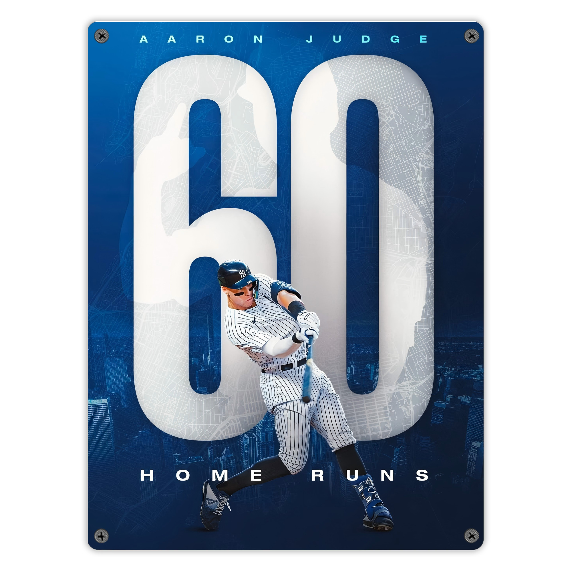 Aaron Judge 60 Home Runs 2 Vintage Metal Tin Sign 12x16inch – Retro Wall Art Decor For Home, Bar, Kitchen, Bedroom, Office – Durable Iron Sheet Poster, Easy To Hang, Full-Color Printing