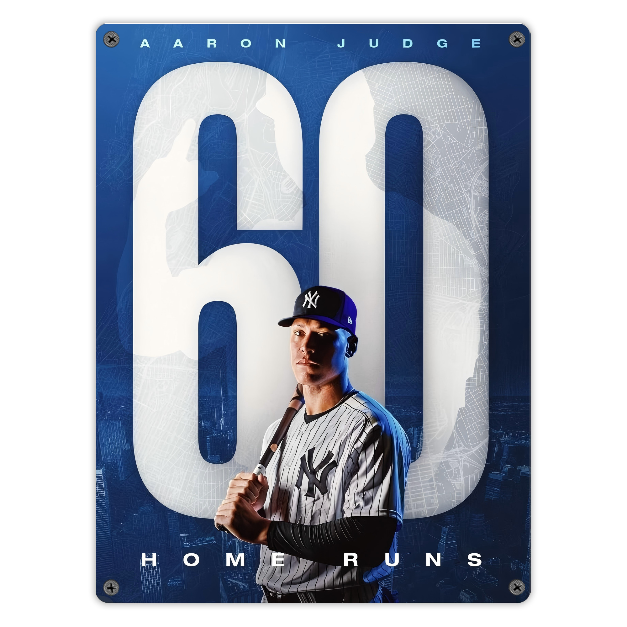 Aaron Judge 60 Home Runs Vintage Metal Tin Sign 12x16inch – Retro Wall Art Decor For Home, Bar, Kitchen, Bedroom, Office – Durable Iron Sheet Poster, Easy To Hang, Full-Color Printing