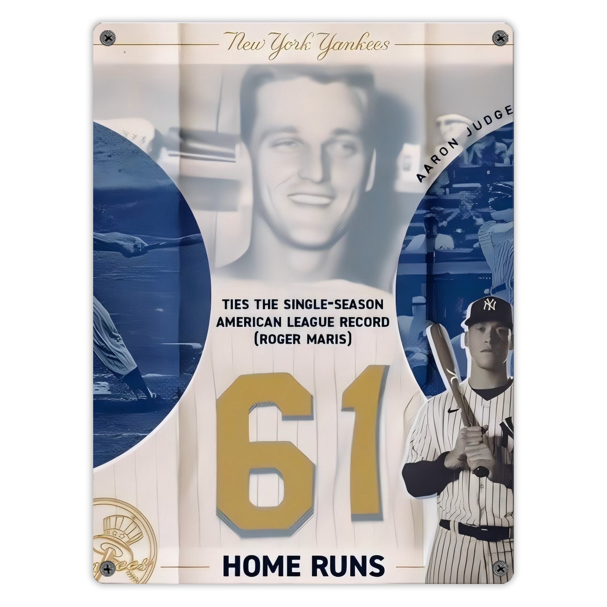 Aaron Judge 61 Home Runs 2 Vintage Metal Tin Sign 12x16inch – Retro Wall Art Decor For Home, Bar, Kitchen, Bedroom, Office – Durable Iron Sheet Poster, Easy To Hang, Full-Color Printing