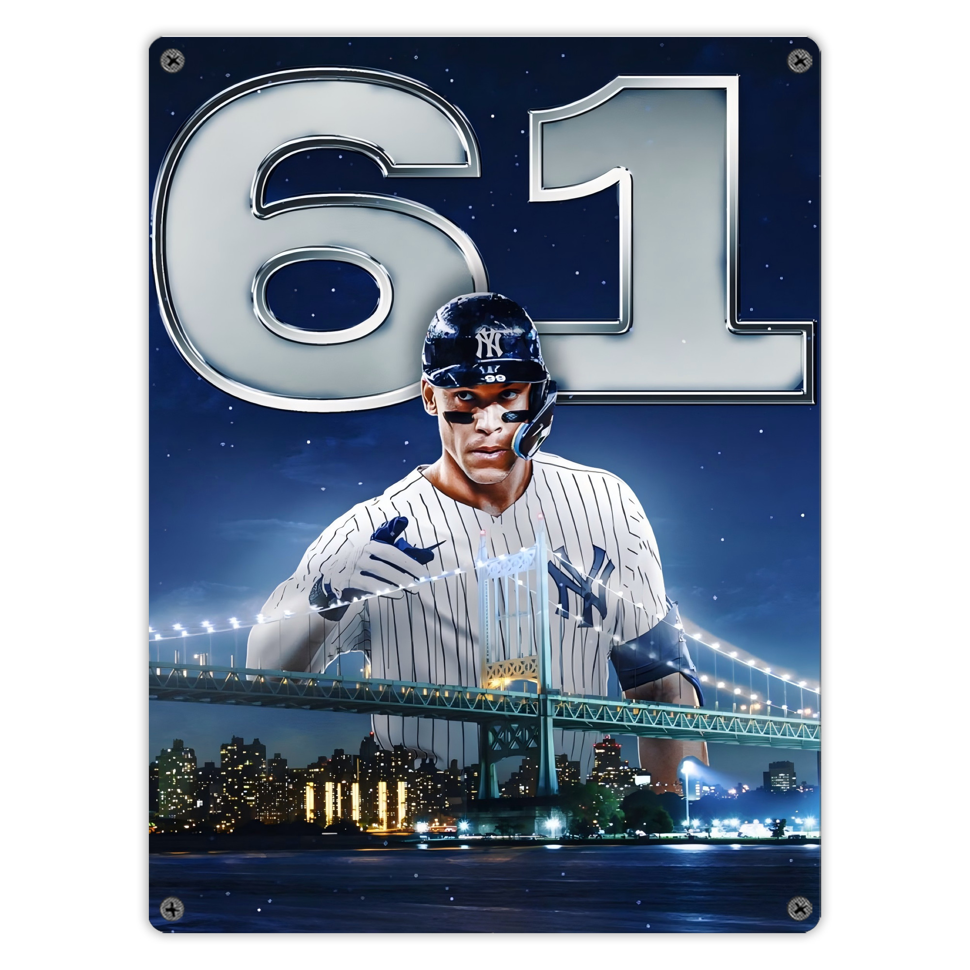 Aaron Judge 61 Home Runs Vintage Metal Tin Sign 12x16inch – Retro Wall Art Decor For Home, Bar, Kitchen, Bedroom, Office – Durable Iron Sheet Poster, Easy To Hang, Full-Color Printing