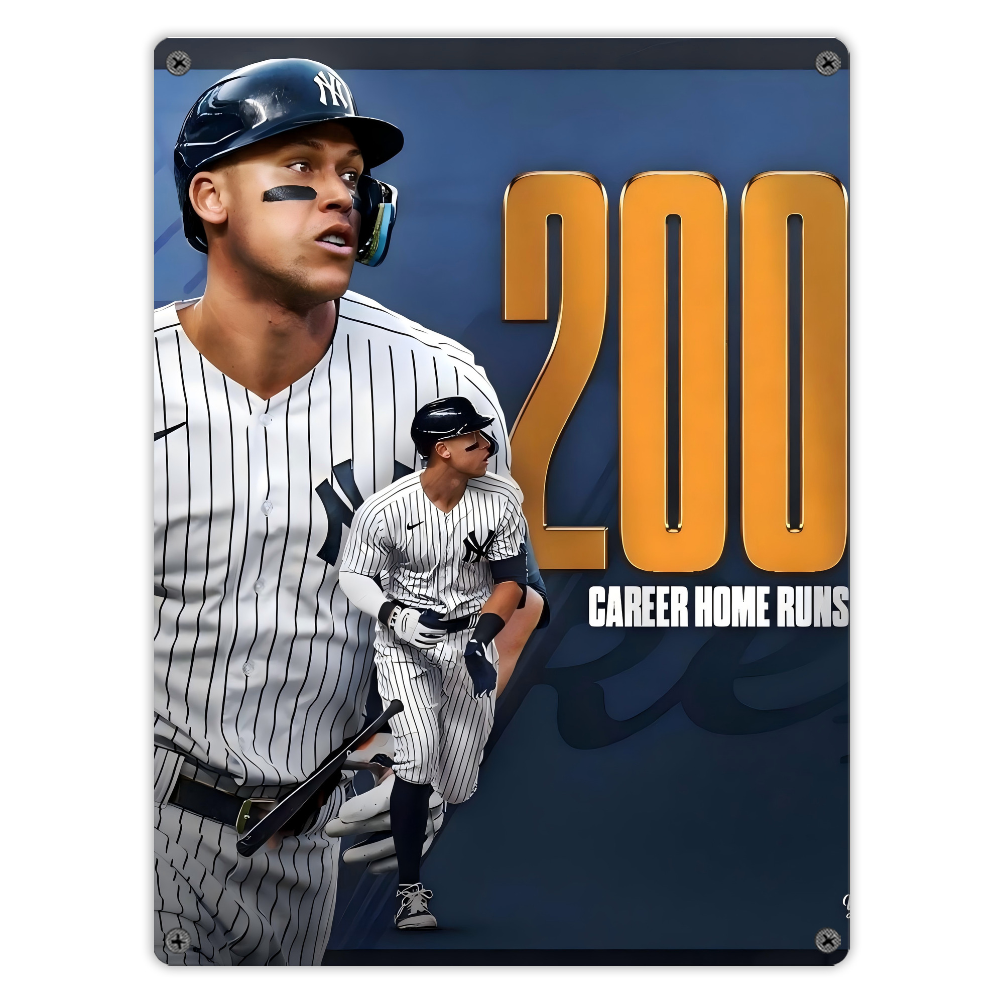 Aaron Judge 200 Home Runs 1 Vintage Metal Tin Sign 12x16inch – Retro Wall Art Decor For Home, Bar, Kitchen, Bedroom, Office – Durable Iron Sheet Poster, Easy To Hang, Full-Color Printing
