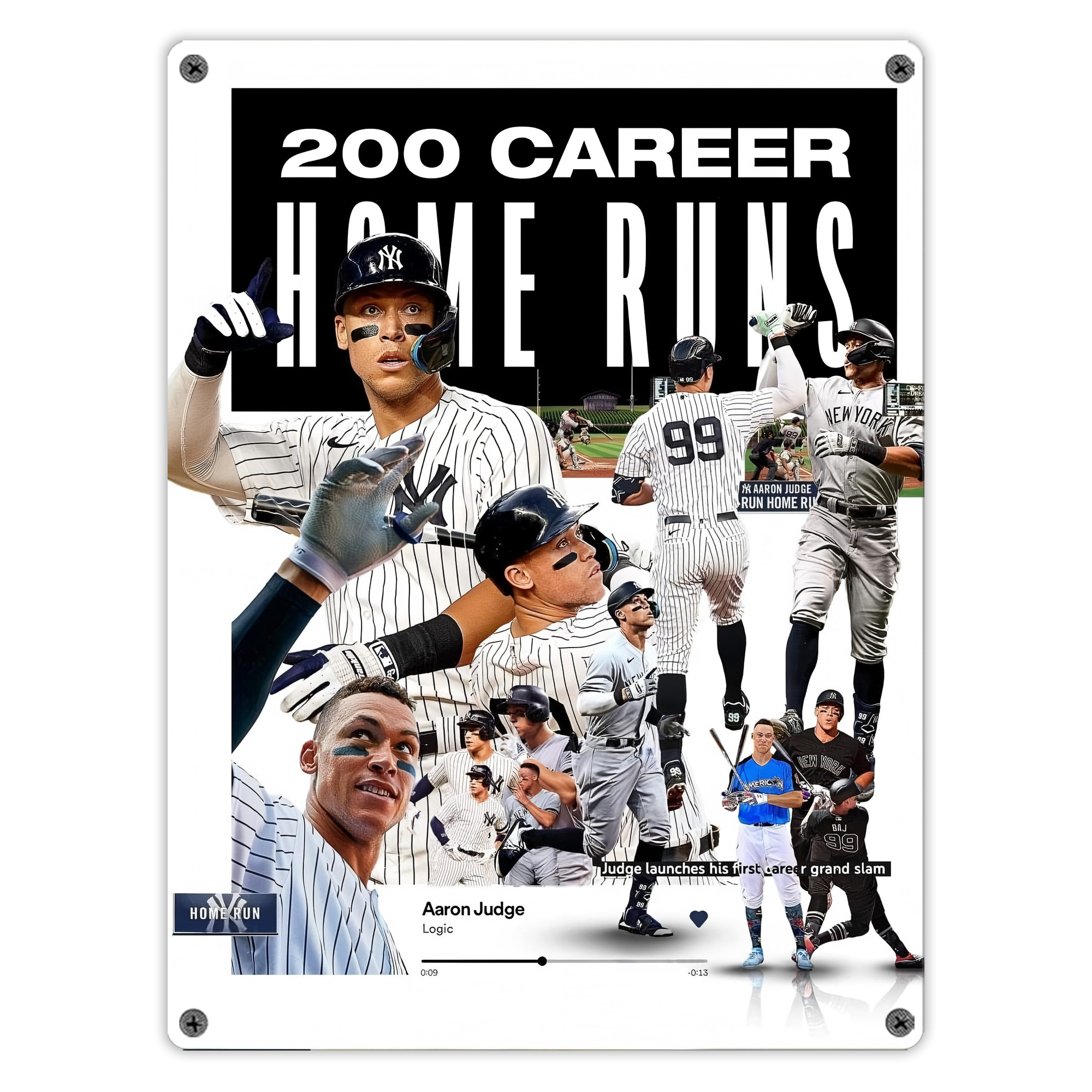 Aaron Judge 200 Home Runs 2 Vintage Metal Tin Sign 12x16inch – Retro Wall Art Decor For Home, Bar, Kitchen, Bedroom, Office – Durable Iron Sheet Poster, Easy To Hang, Full-Color Printing